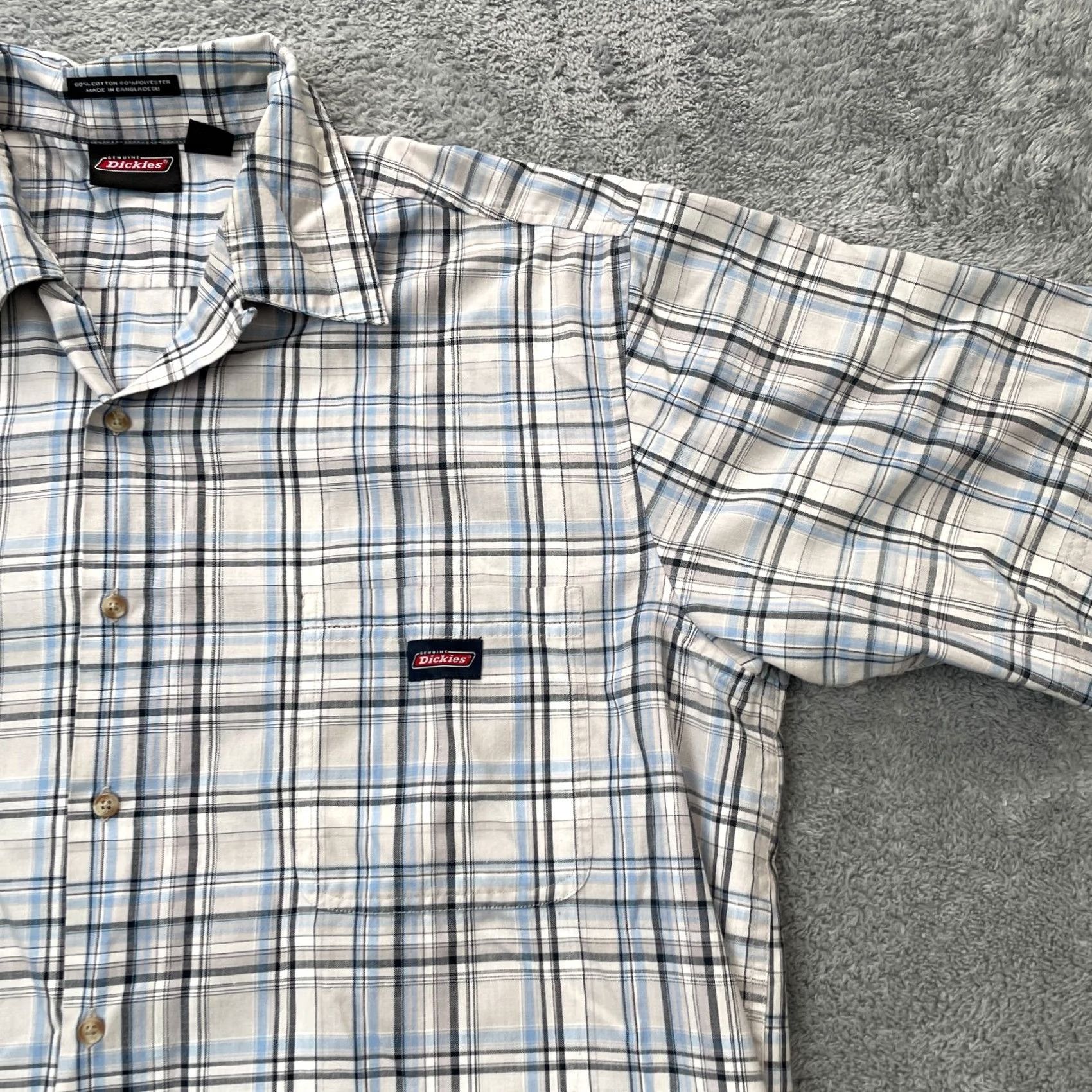 Dickies Dickies Shirt Mens 2XL Gray Plaid Cotton Short Sleeve Button Up Workwear Size US XXL / EU 58 / 5 - 5 Thumbnail