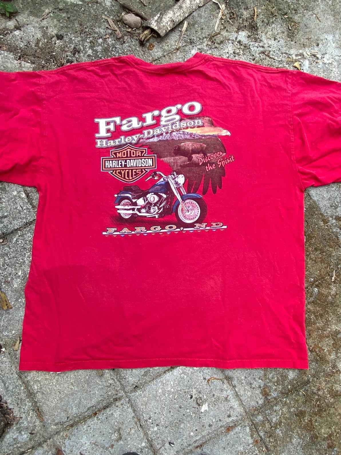 Harley Davidson vtg Harley Davidson Red Long Sleeve Fargo Size US XXL / EU 58 / 5 - 8 Thumbnail