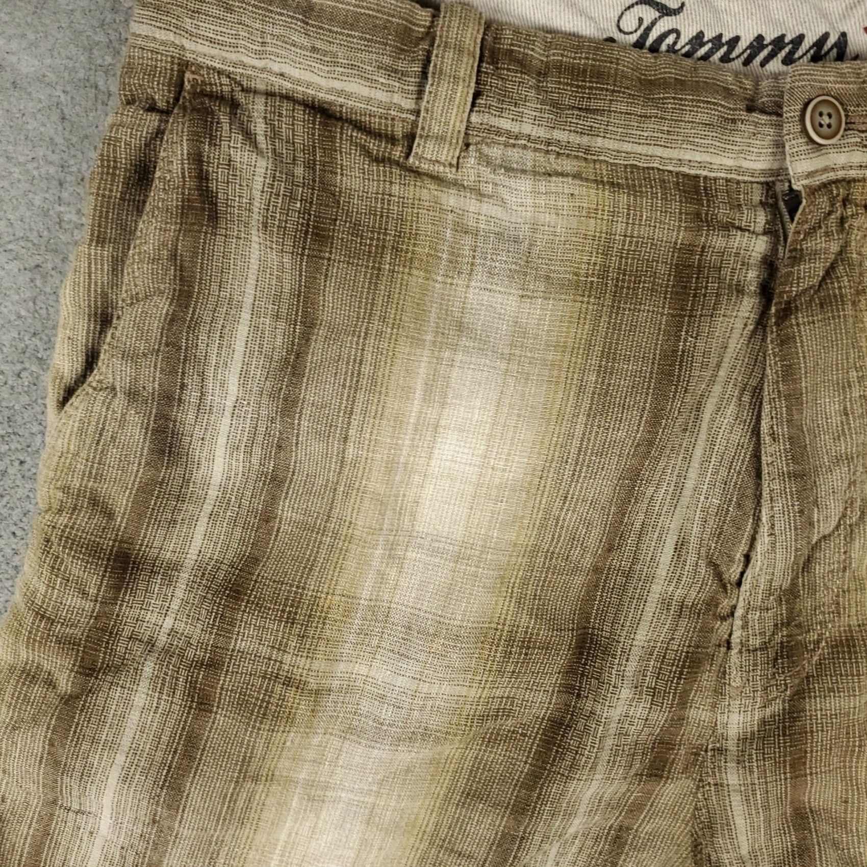 Tommy Bahama Tommy Bahama Shorts Mens Size 36 Brown Plaid Linen Casual Flat Front Chino Size US 36 / EU 52 - 2 Thumbnail