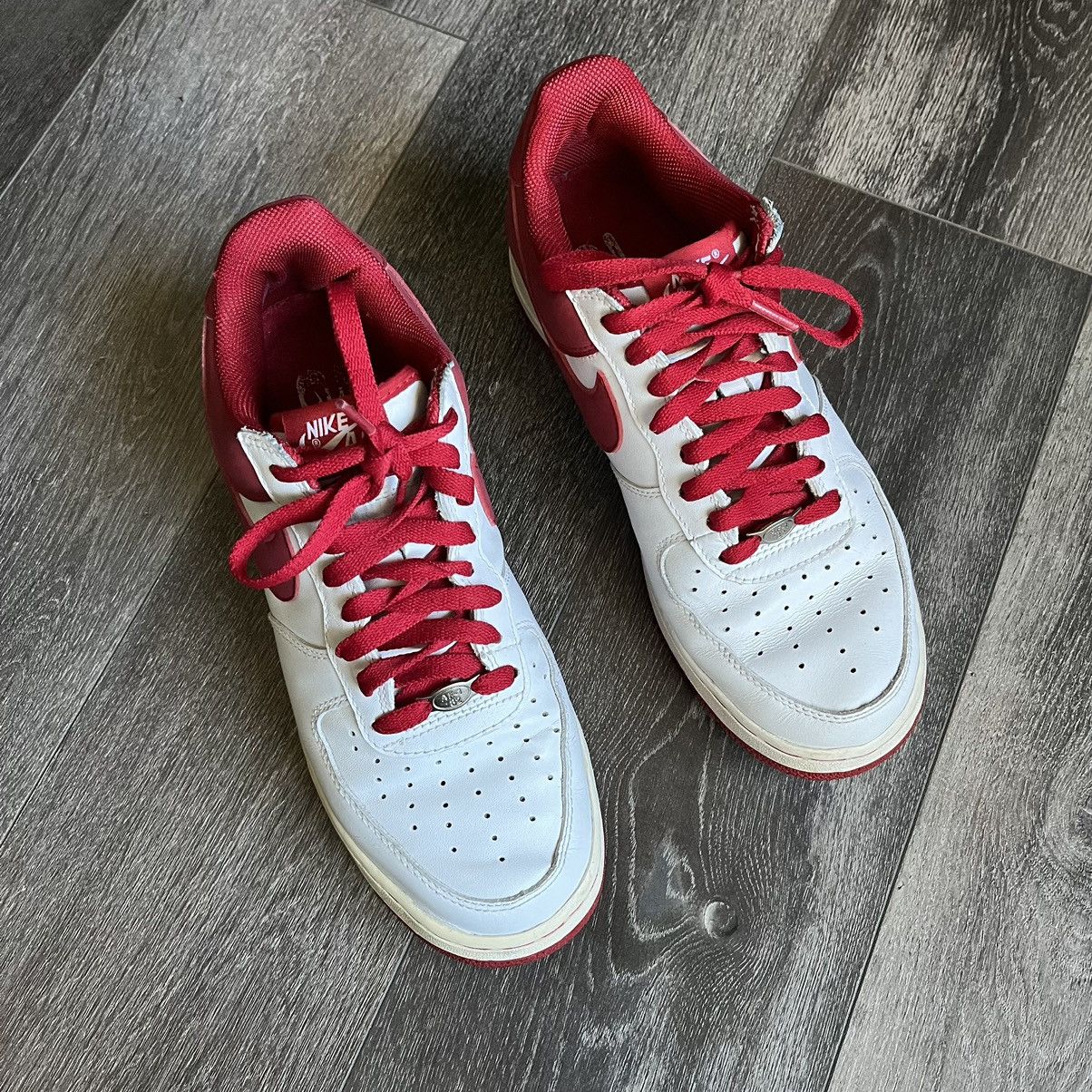 Nike Vintage 2000s Nike Air Force 1 White Varsity Red Shoes Sz 9 Size US 9 / EU 42 - 2 Thumbnail