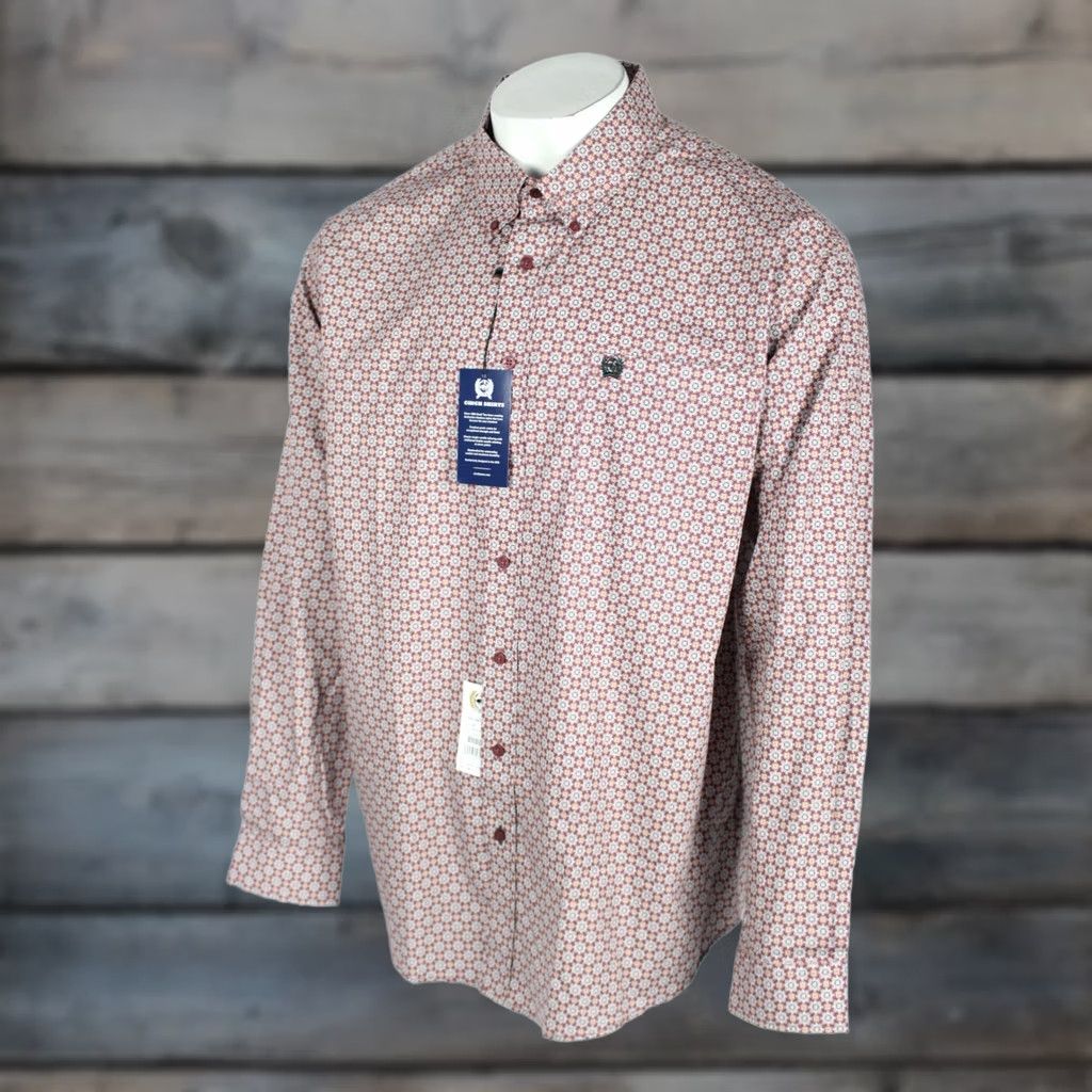 Vintage VINTAGE Cinch Men's Classic Fit Button Shirt Long Sleeve XL Burgundy Molin Geo Print Size US XL / EU 56 / 4 - 1 Thumbnail