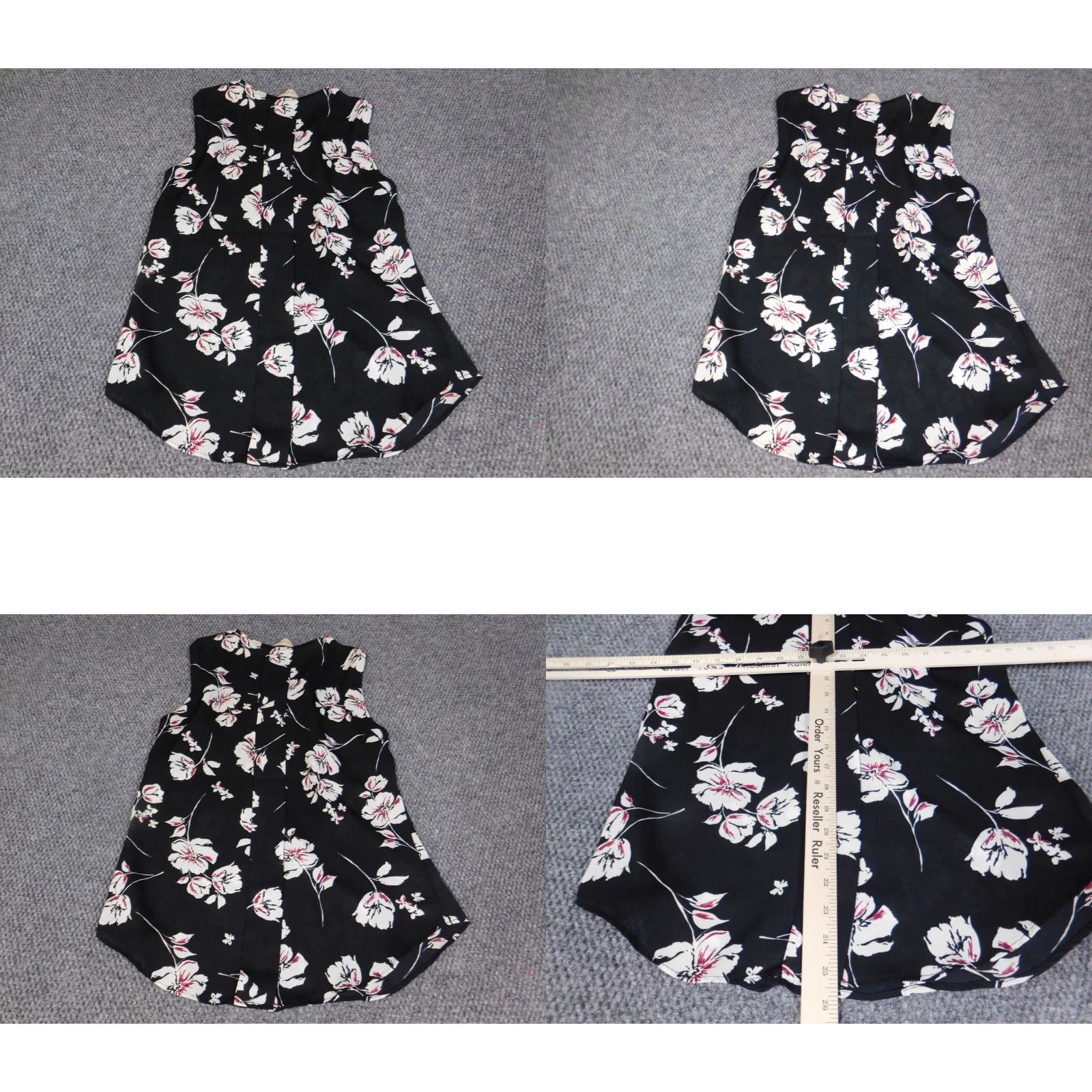Laundry by Shelli Segal Laundry By Shelli Segal Blouse Button-Up Womens M Black Floral Sleeveless Crew Neck Pullover Casual Classic Ruffle Polyester Silk Breathable Regular Size M / US 6-8 / IT 42-44 - 8 Thumbnail