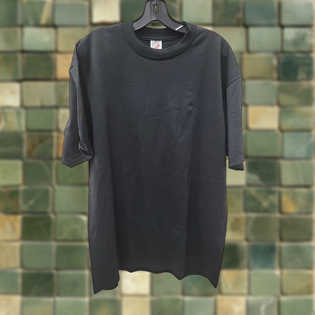 Jerzees VINTAGE Jerzees Black Shirt Mens XL 50/50 Cotton Poly Crew Neck Short Sleeve T-Shirt USA Deadstock Size US XL / EU 56 / 4 - 1 Thumbnail