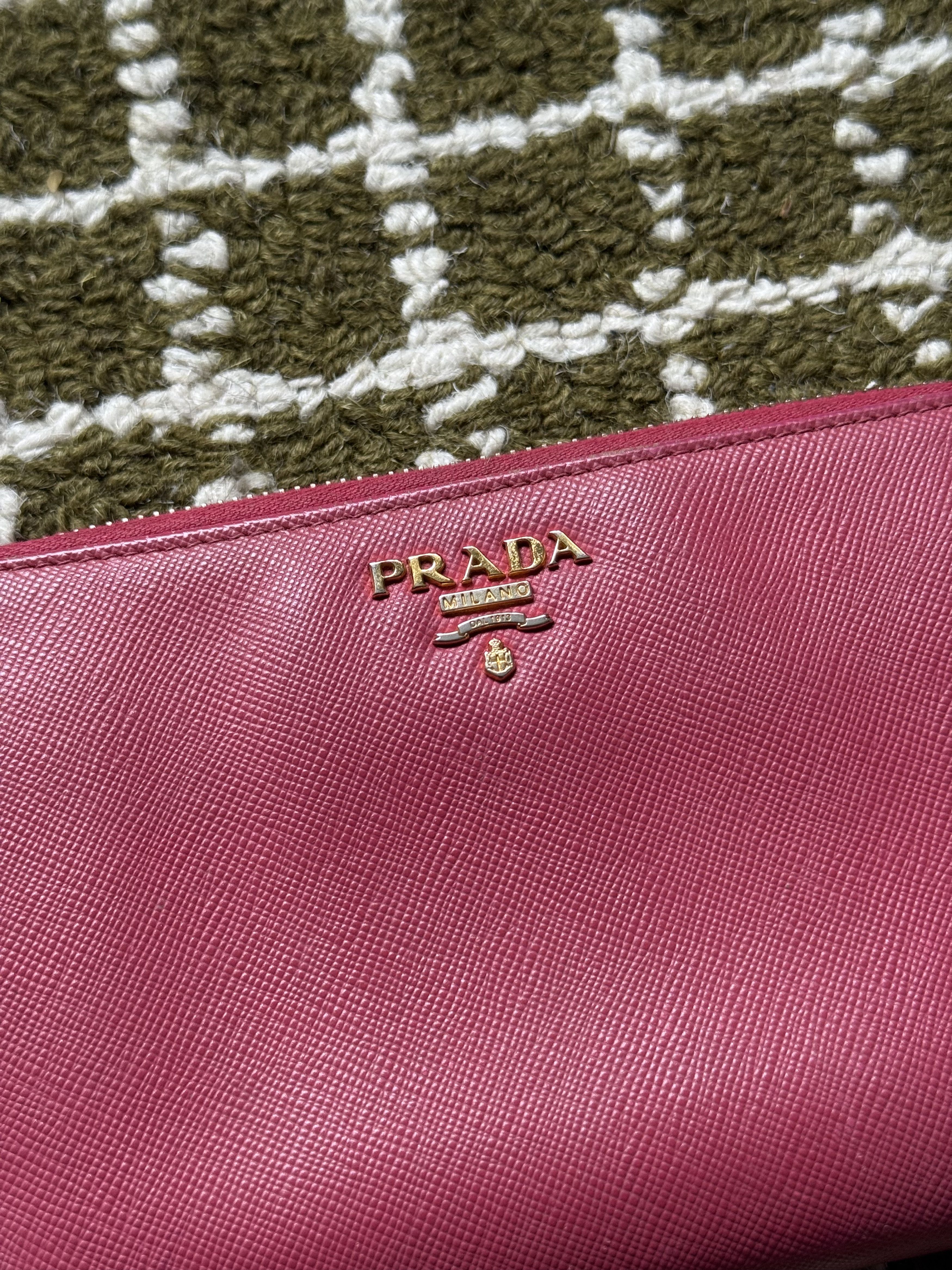 Prada Prada Saffiano Leather Zip-Around Continental Wallet Pink Size ONE SIZE - 9 Thumbnail