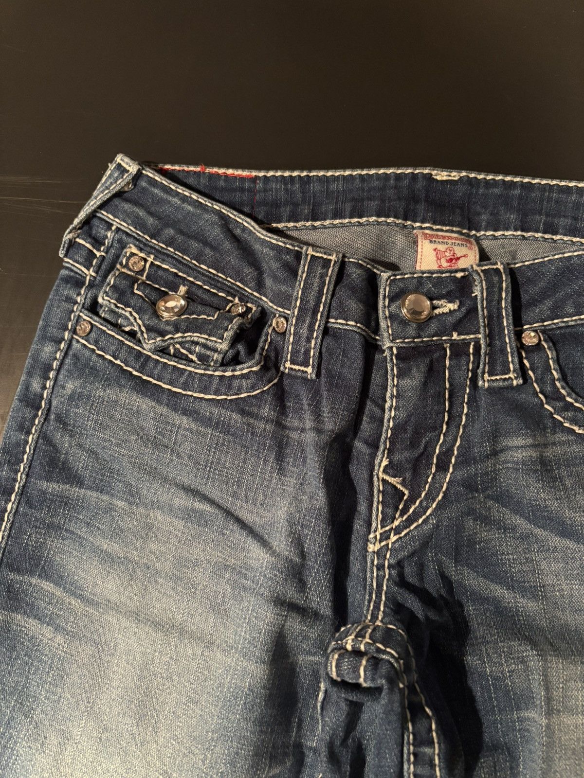 True Religion Rhinestone Detail Y2K True Religion Light Blue Jeans Size 28 Size 28" / US 6 / IT 42 - 3 Thumbnail