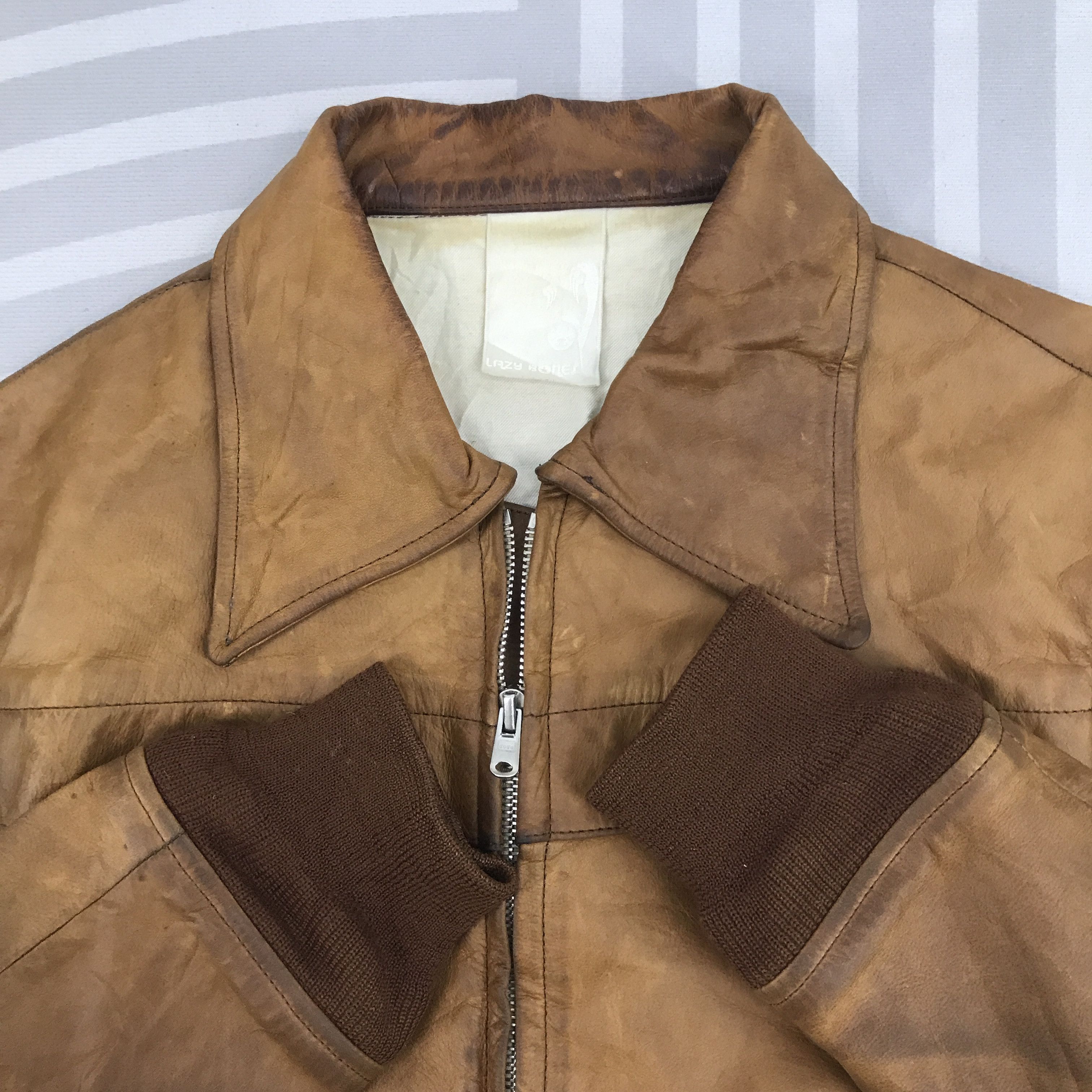 Japanese Brand Vtg Japan Liquid Bomber Leather Jacket Riri zipper Size US M / EU 48-50 / 2 - 7 Thumbnail
