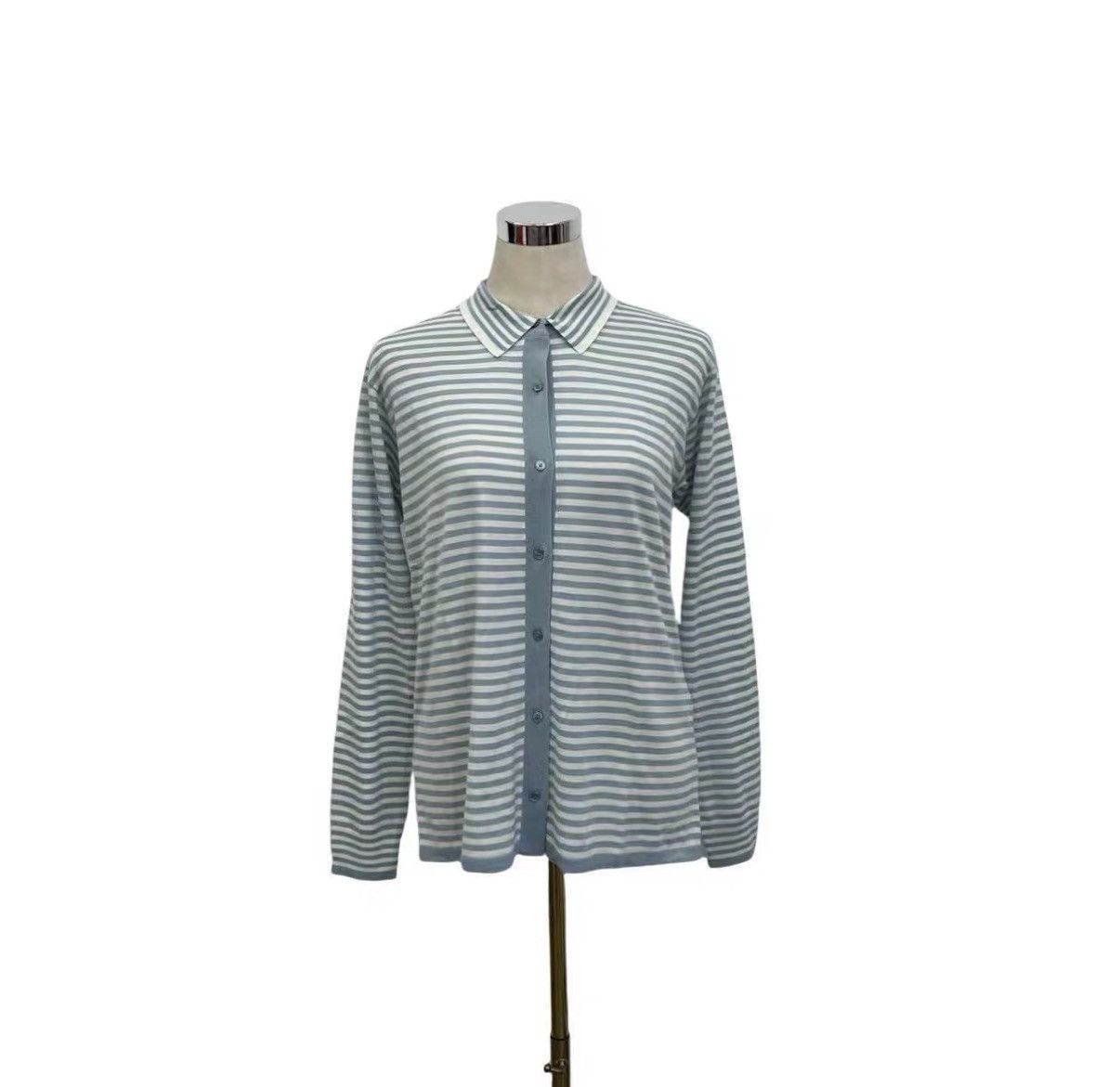 Max Mara MaxMara White and Blue Striped Long-sleeve Knit Sweater J41 Size L / US 10 / IT 46 - 1 Thumbnail