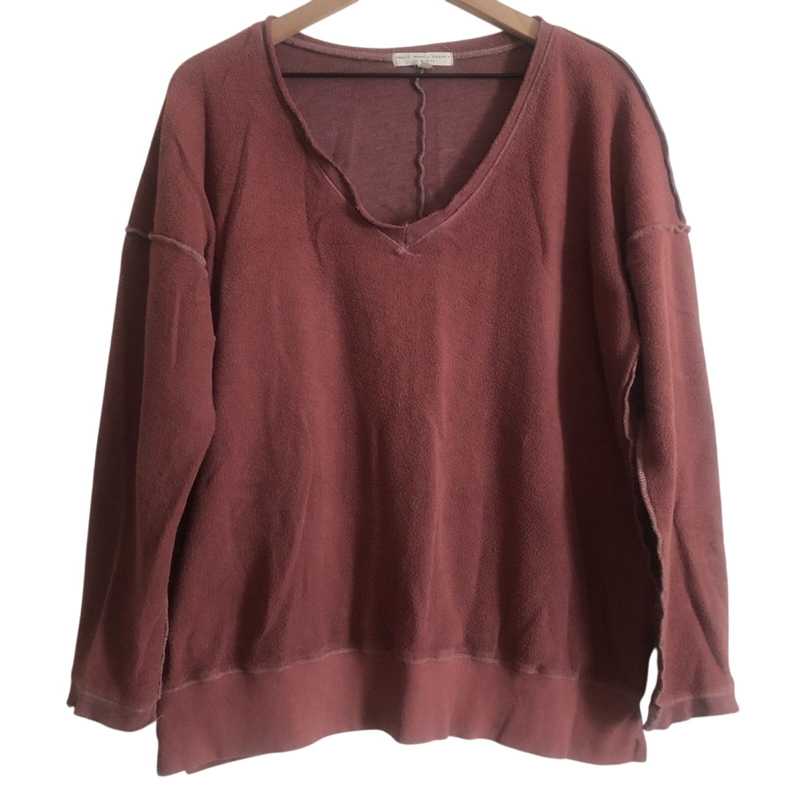 Other Truly Madly Deeply Dark Mauve V-Neck Sweatshirt Sweater Size L / US 10 / IT 46 - 1 Thumbnail
