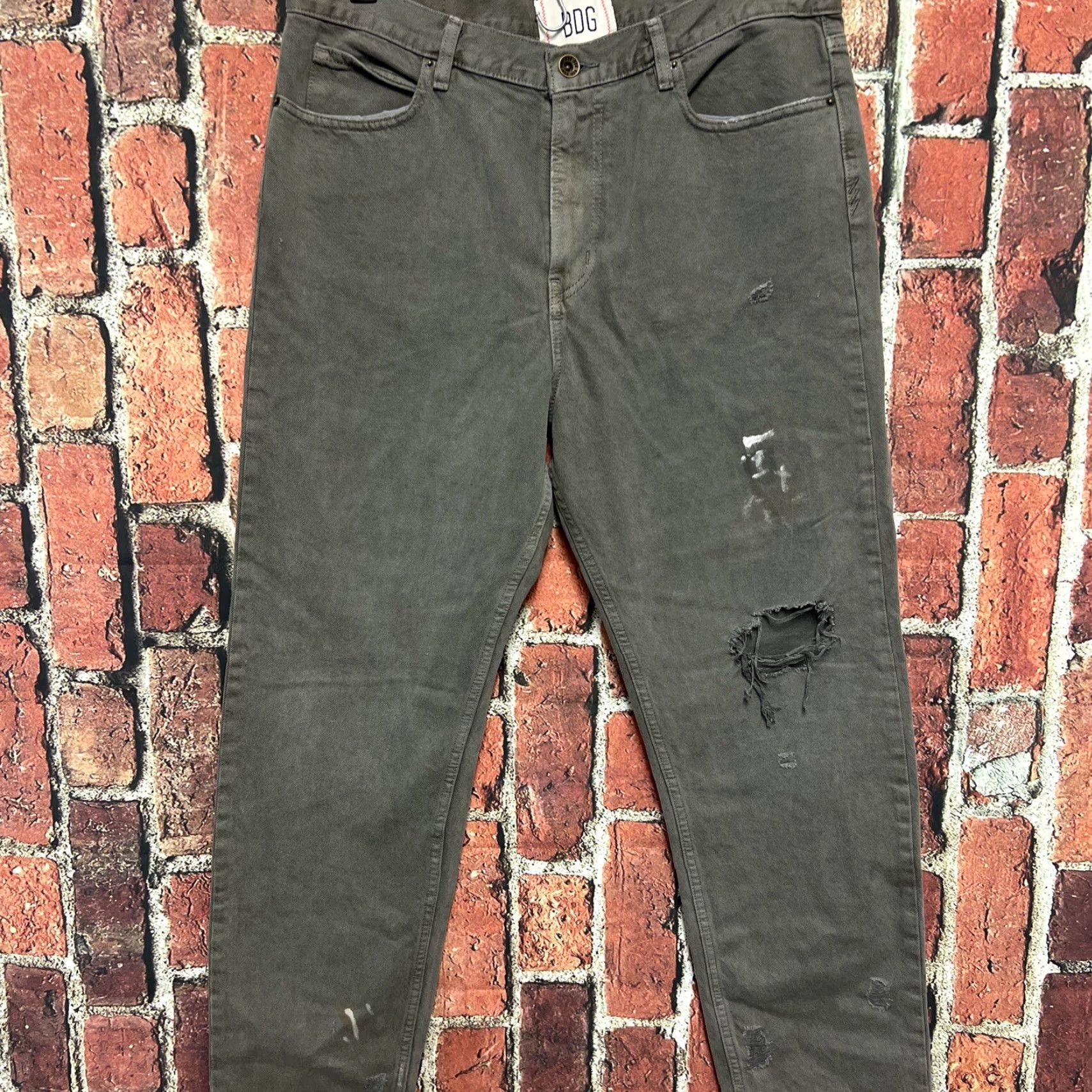 Bdg BDG Jeans Slim Men 36 High Rise Vintage Gray 5-Pocket Denim Cotton Regular Zip Button 36x32 Tapered Grunge Style Size US 36 / EU 52 - 2 Thumbnail