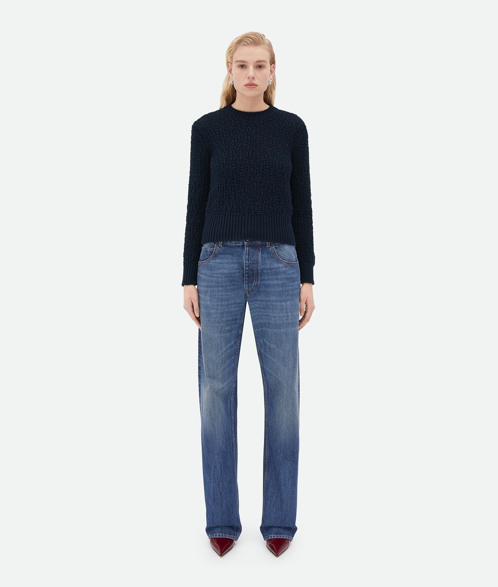 Bottega Veneta o1n1vont0525 Relaxed Fit Heavy Cotton Jumper Midnight Blue Size M / US 6-8 / IT 42-44 - 1 Thumbnail