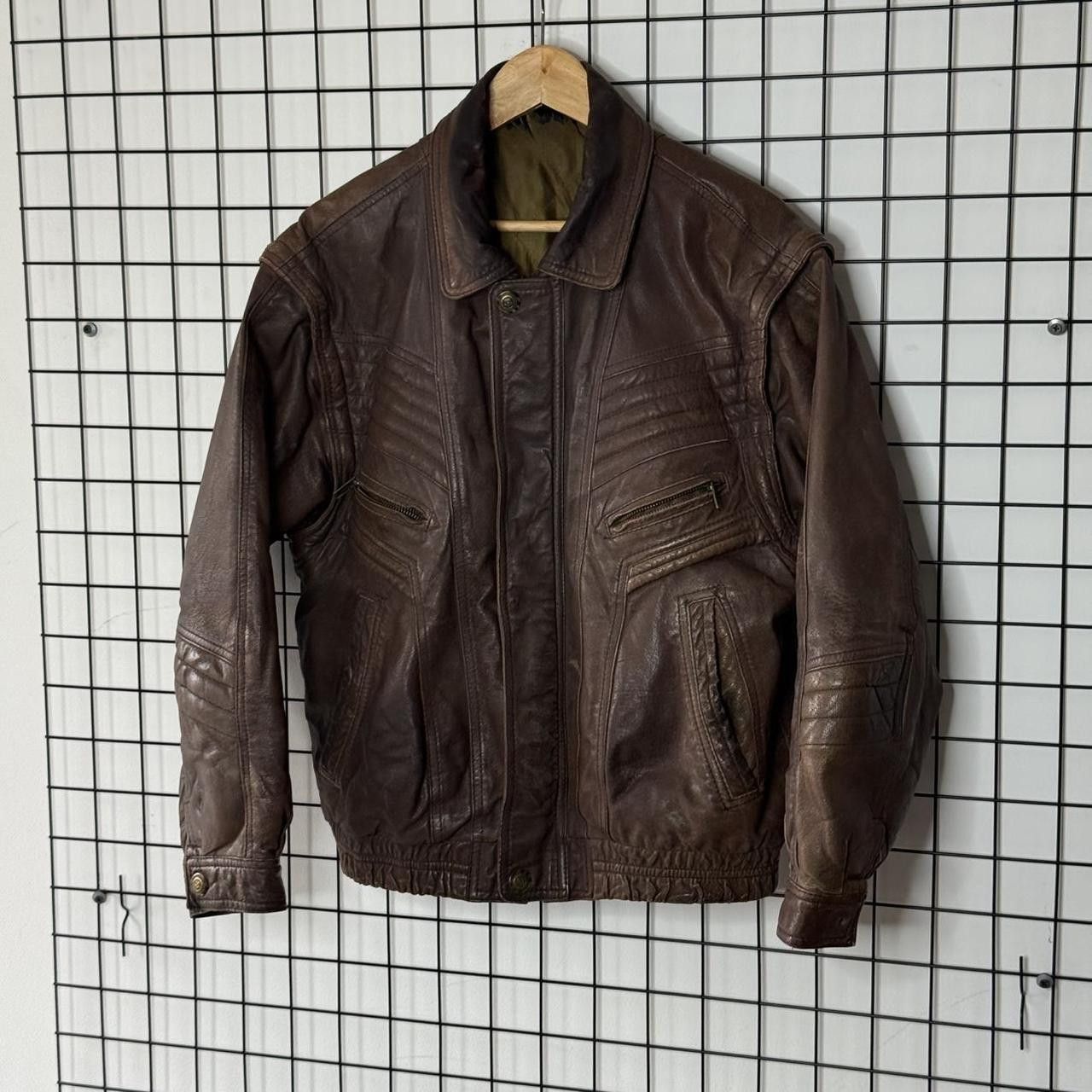 Vintage Vintage 90s Real Leather Jacket Brown Cropped Boxy Size US L / EU 52-54 / 3 - 2 Thumbnail