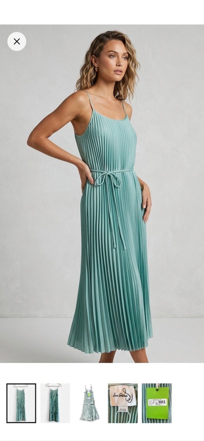 Sam Edelman NWT Sam Edelman Satin Plissé Midi Dress Mint Green M Size M / US 6-8 / IT 42-44 - 6 Thumbnail
