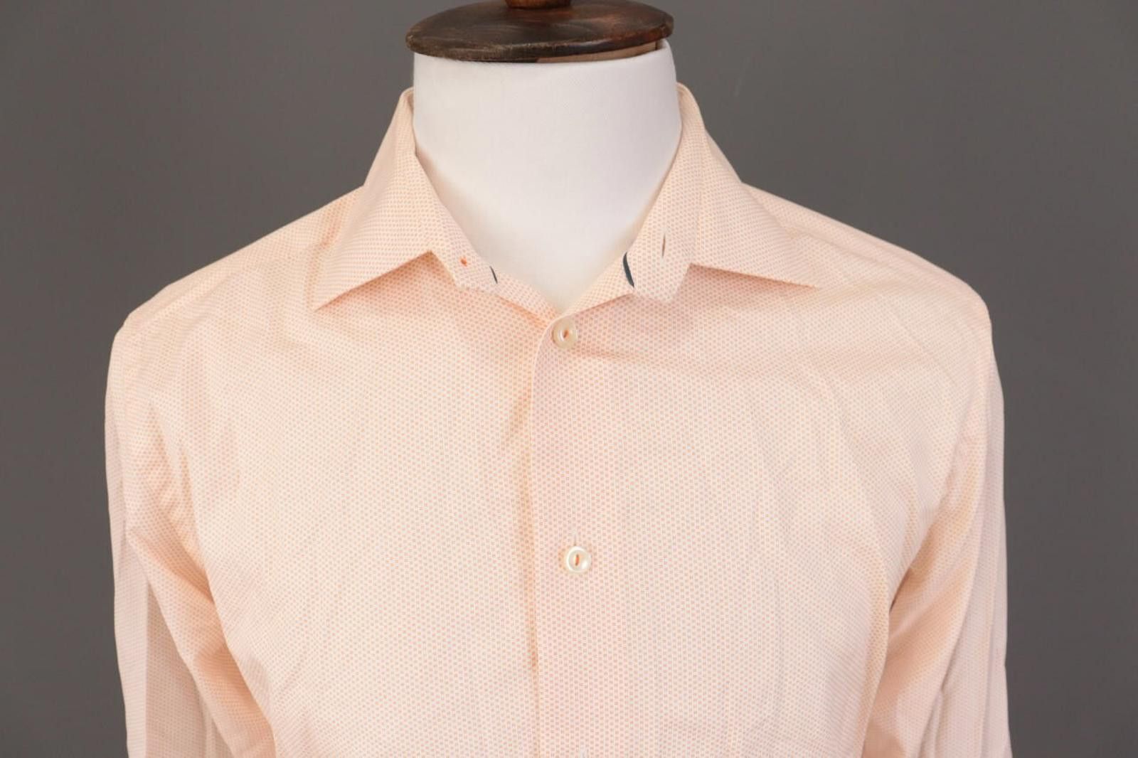 Eton Eton Slim Peach Poplin Printed Shirt Size 41 / 16 Size US M / EU 48-50 / 2 - 7 Thumbnail