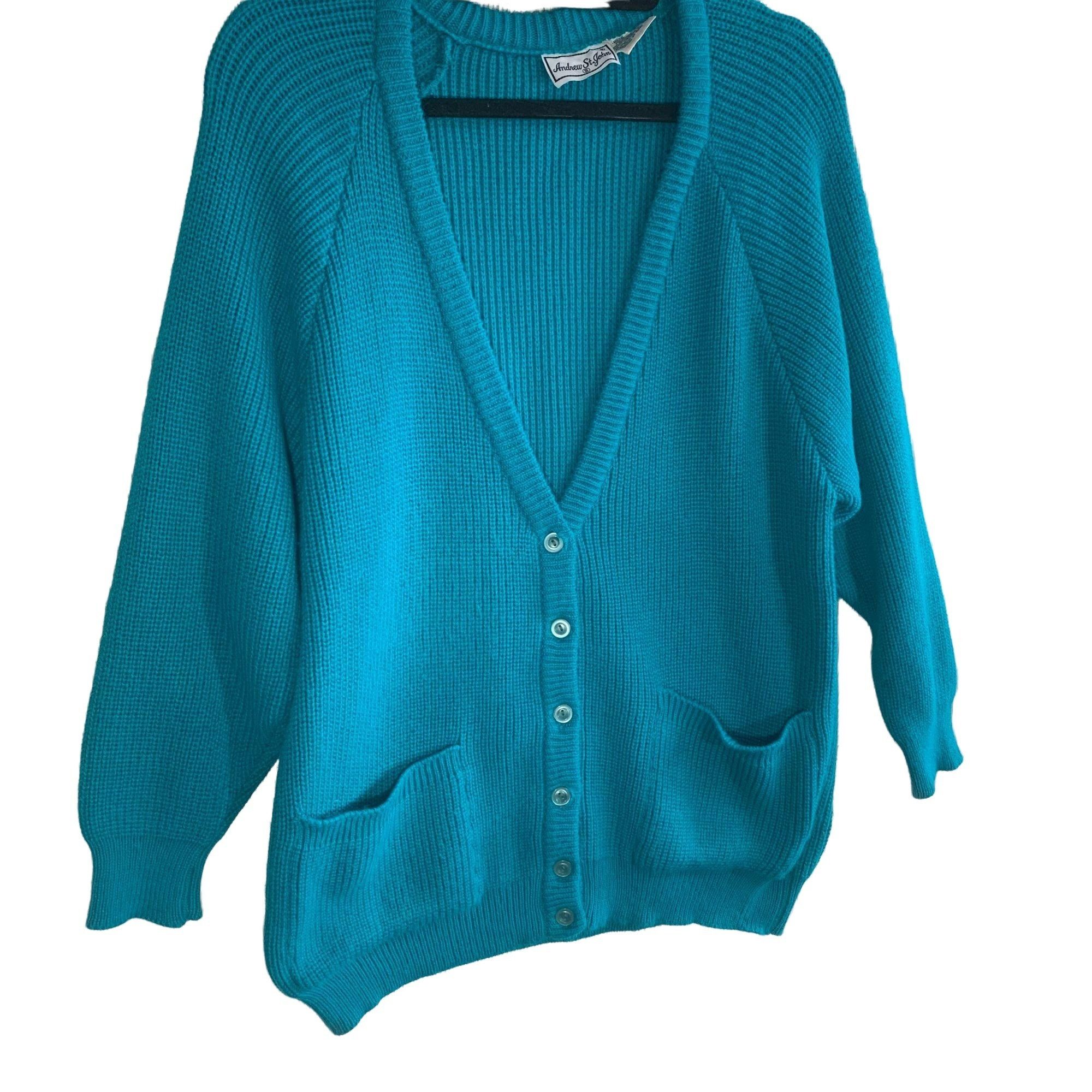 Vintage Vintage Andrew St. John Turquoise Sweater Cardigan S Size S / US 4 / IT 40 - 3 Thumbnail