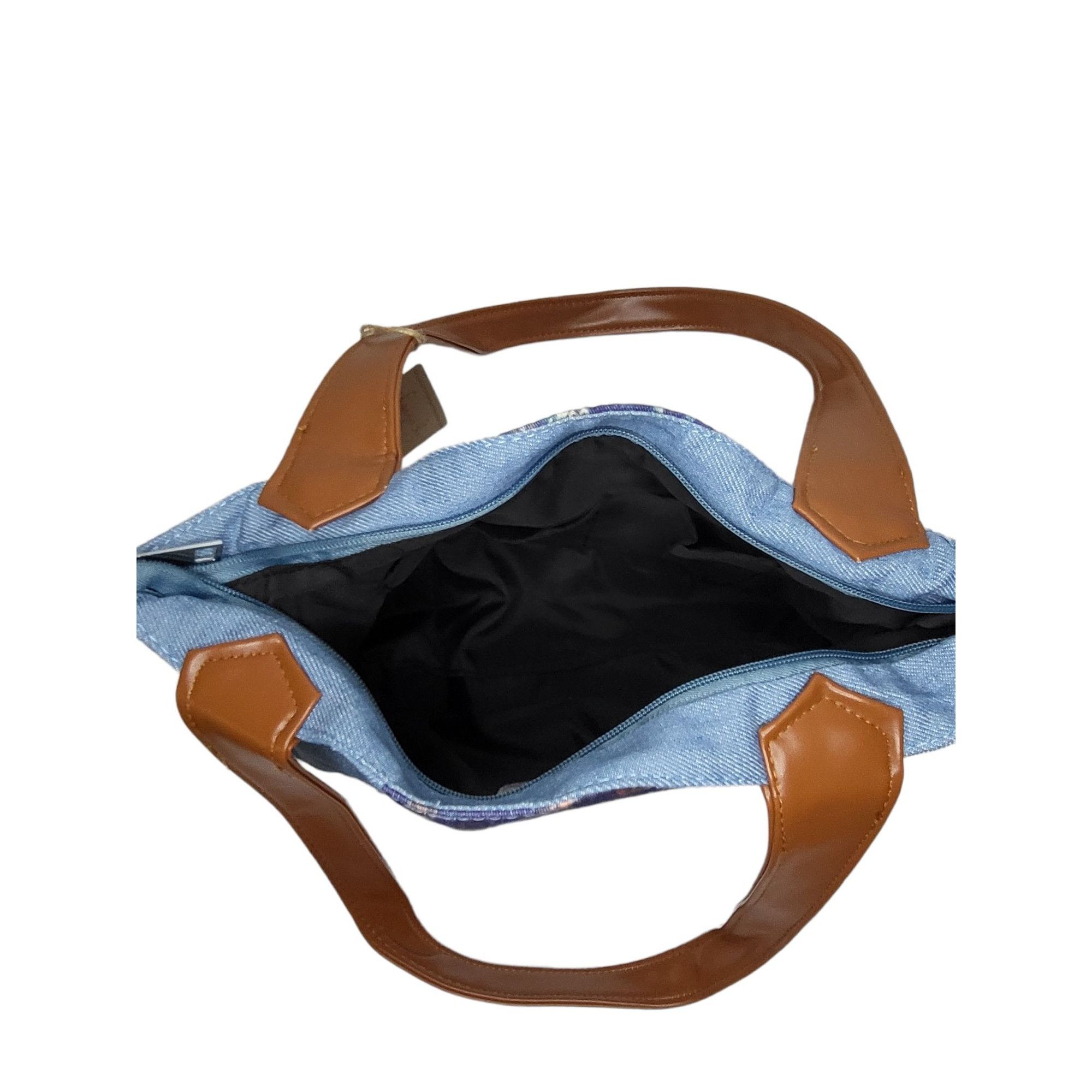 Poeme Bohemian Canyon Sky Southwestern Denim Shoulder Bag Double Handle Blu Size ONE SIZE - 6 Thumbnail