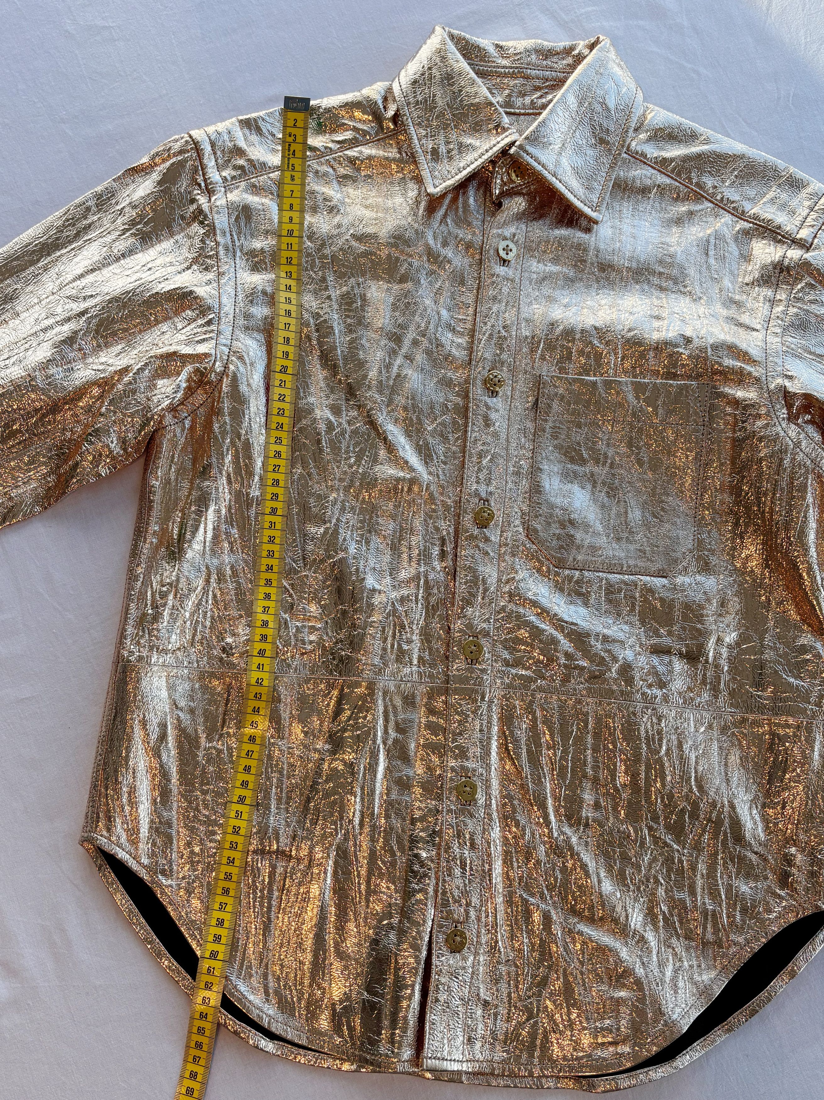 Zadig & Voltaire Zadig & Voltaire Gold Crinkle Leather Shirt – XS – >NEW Size XS / US 0-2 / IT 36-38 - 9 Thumbnail