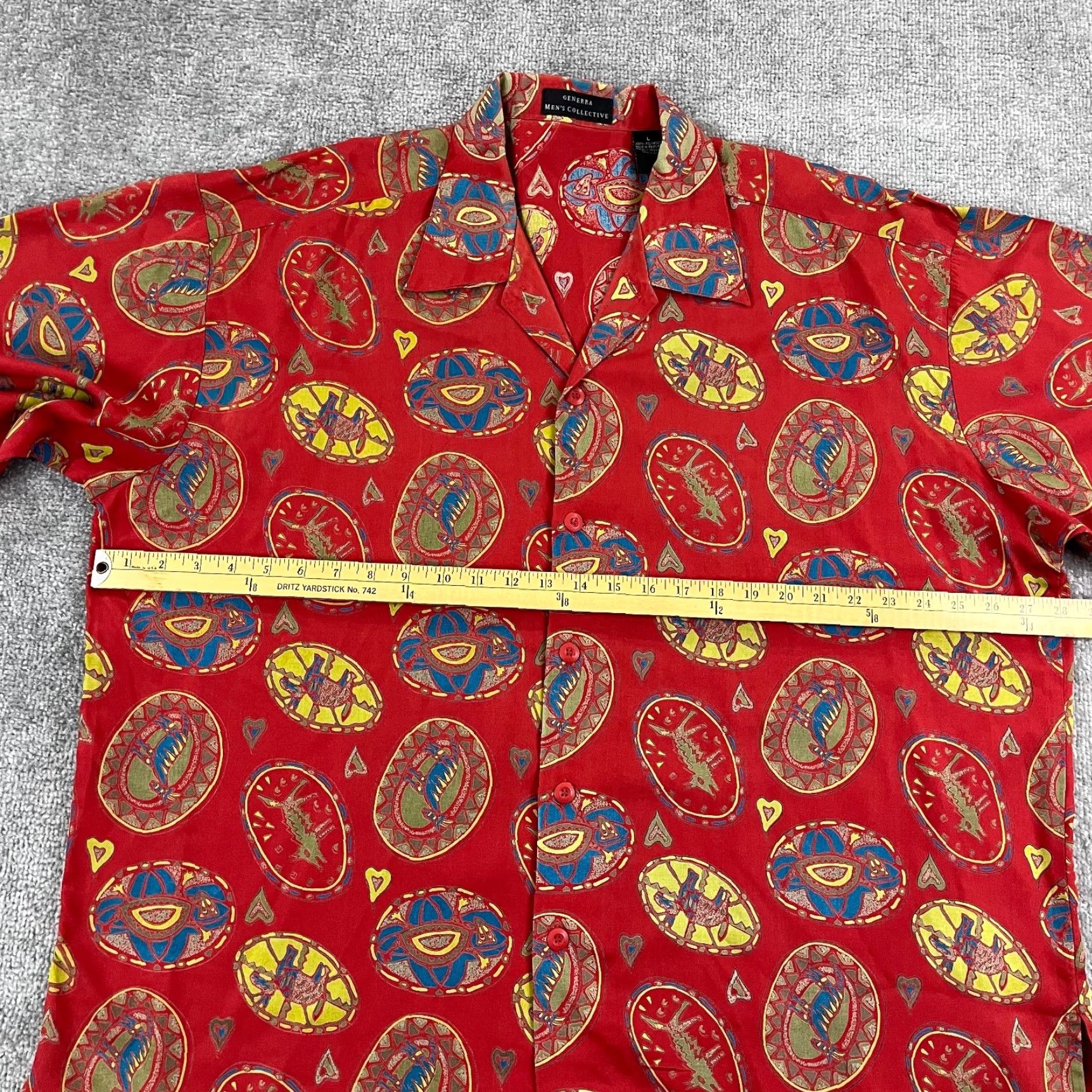 Vintage GENERRA Collective Shirt Men Large Oversized Red All Over Animal Button Up Retro Size US L / EU 52-54 / 3 - 4 Thumbnail