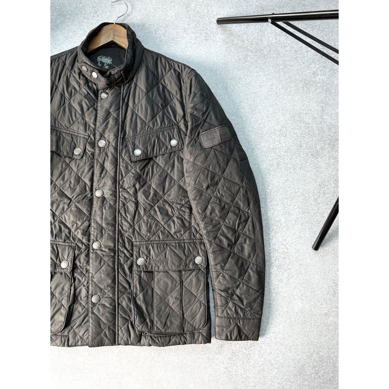 Barbour Barbour Barbour Axel Jacket Mens Quilted Gray M Motorcycle Casual Biker 90s Y2K Outdoor Designer Style Jacket Size US M / EU 48-50 / 2 - 4 Thumbnail