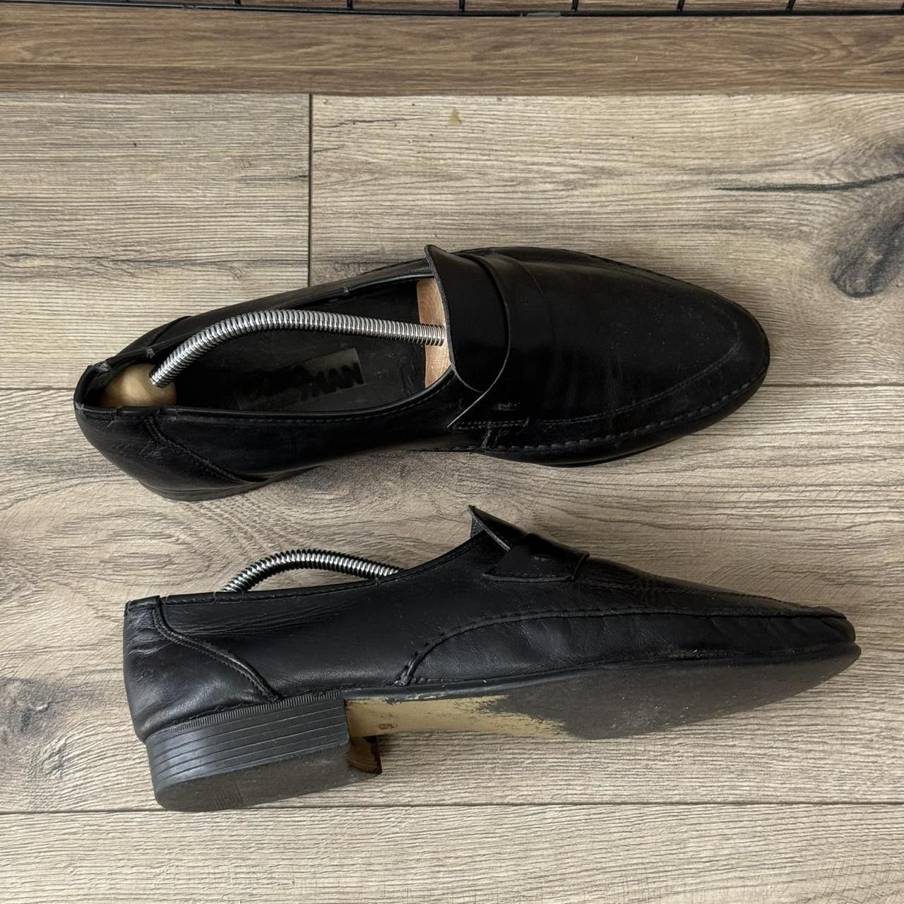 Vintage Loafers Black Leather Vintage 90s Size US 12.5 / EU 45-46 - 4 Thumbnail
