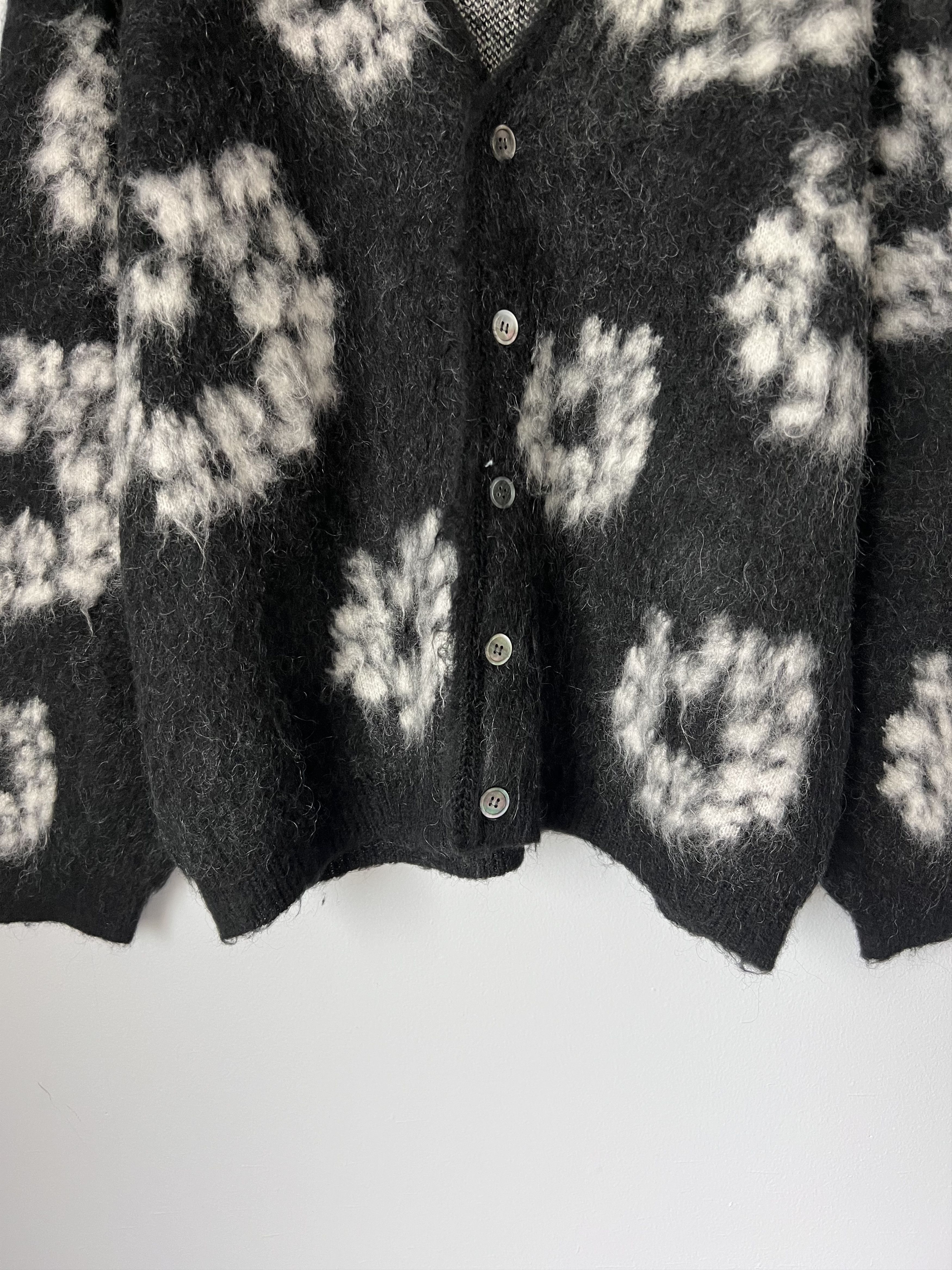 Saint Michael Denim Tears Cotton Wreath Mohair Cardigan