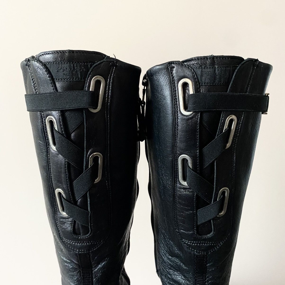 Prada Vintage Prada Milano Knee Buckle Boots Black Belts Archive Size US 7.5 / IT 37.5 - 5 Thumbnail