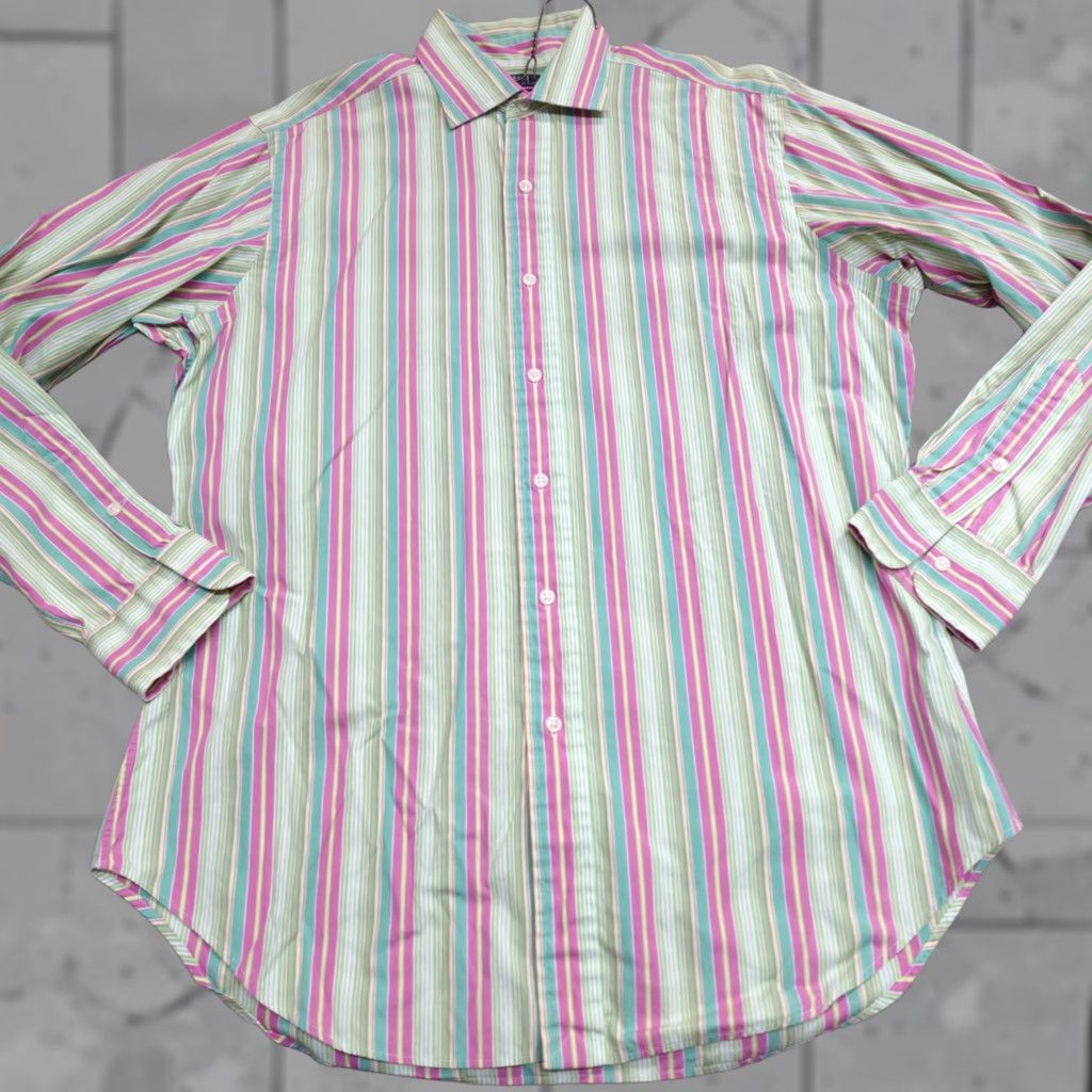 Polo Ralph Lauren Polo Ralph Lauren Shirt Medium Green Striped Polo Ralph Lauren Shirt M Green Striped Button-Up Long Sleeve Cotton Adult Mens Size US M / EU 48-50 / 2 - 1 Thumbnail