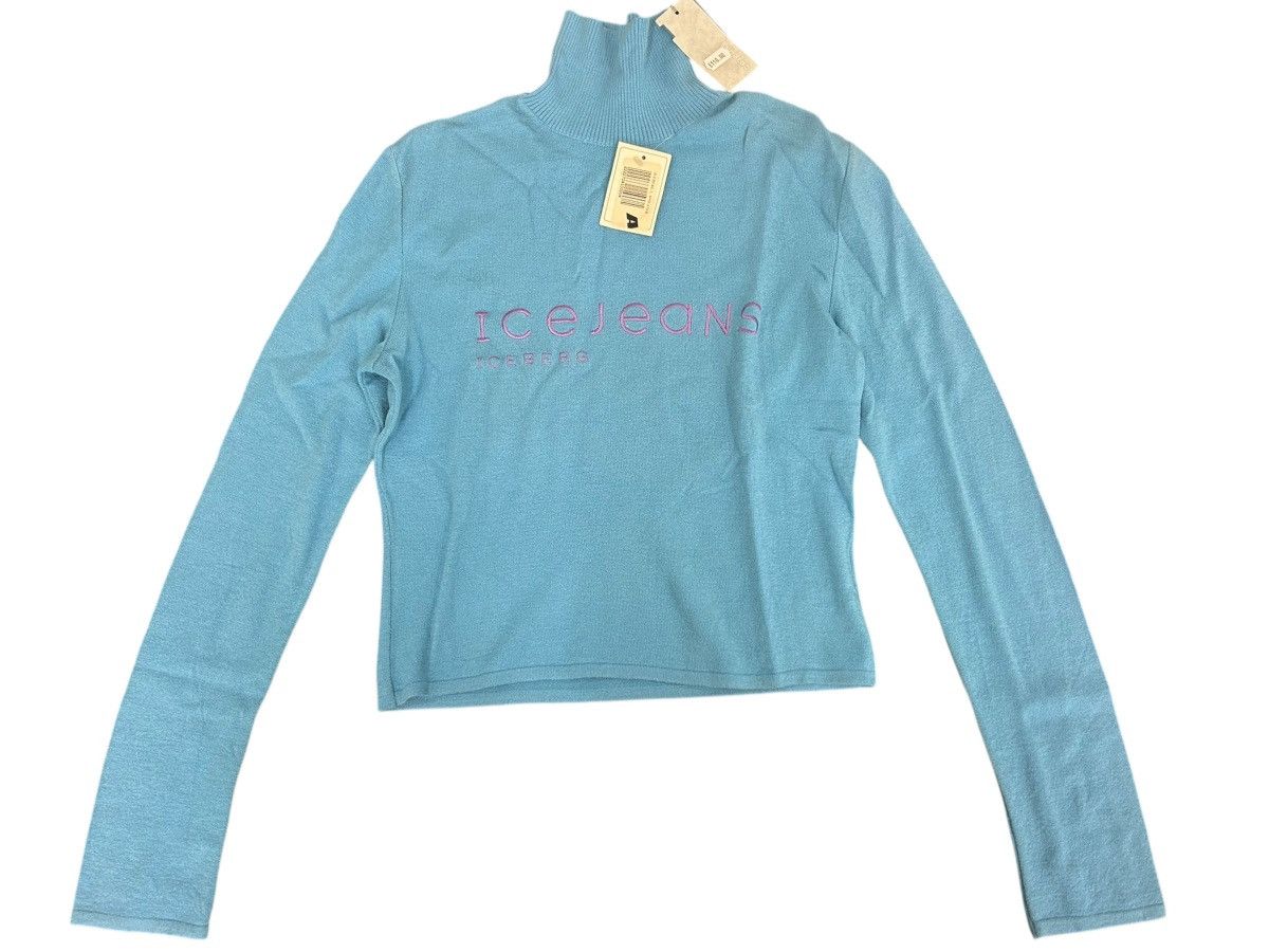 Iceberg Iceberg Blue Knit Turtleneck Sweater - Brand New with Tags Size L / US 10 / IT 46 - 2 Thumbnail
