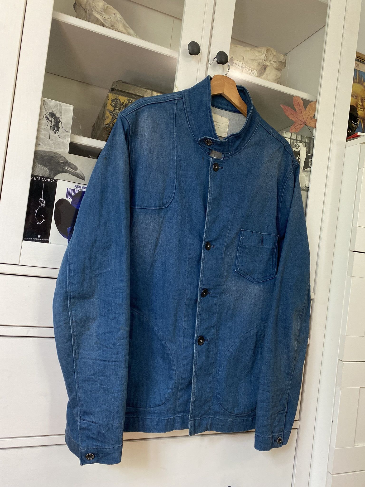 Selected Homme Vintage Washed Indigo Workwear Chore Coat Jacket Denim Size US XL / EU 56 / 4 - 10 Thumbnail