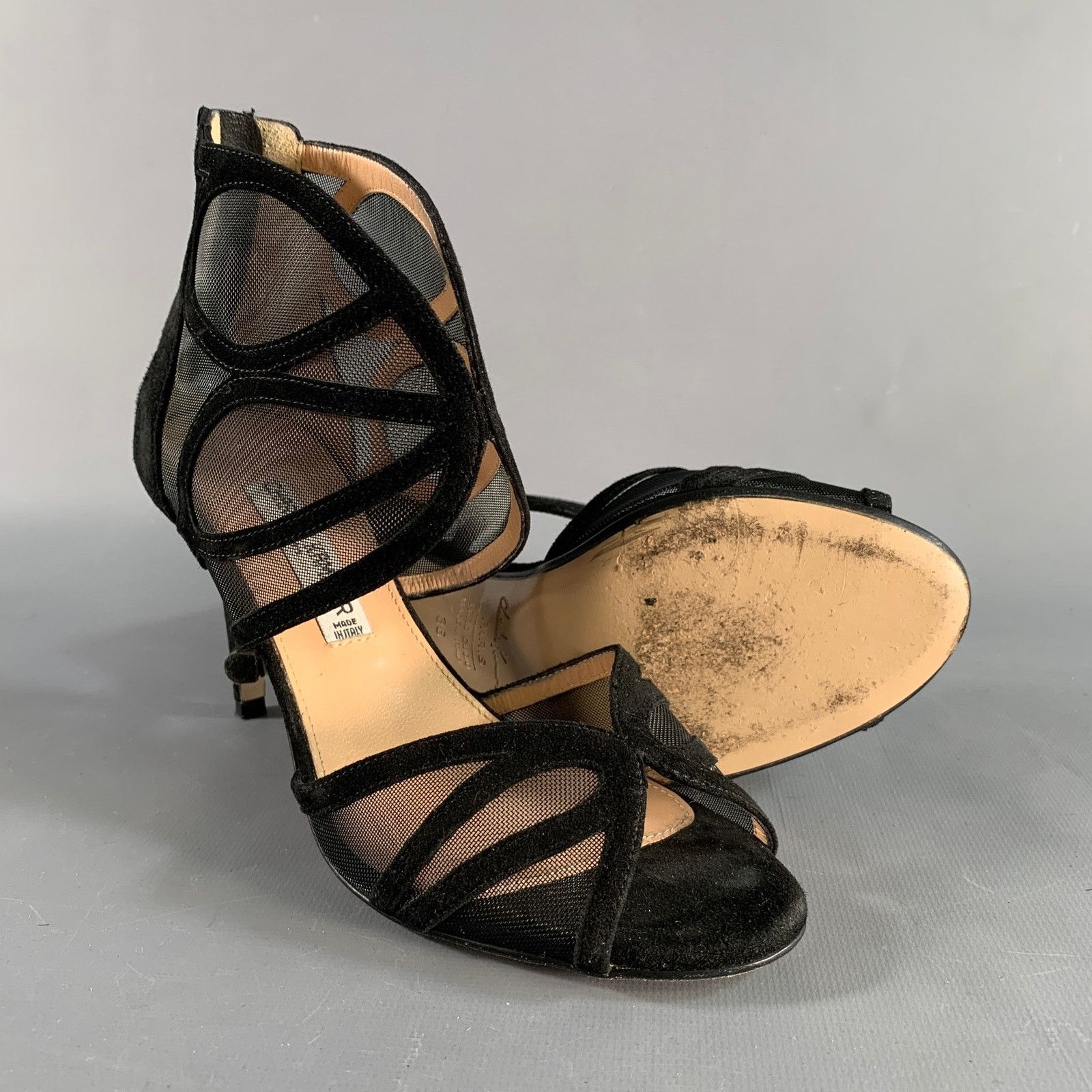 Other CHARLES KAMMER Size 6 Black Mesh Suede Peep Toe Boots Size US 6 / IT 36 - 5 Thumbnail
