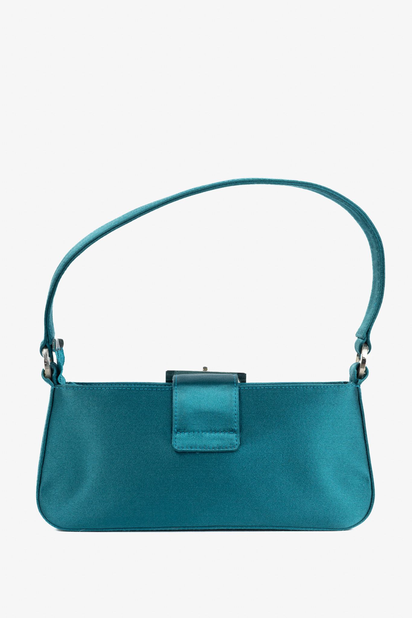 Jimmy Choo Jimmy Choo Teal Satin Crystal-Buckle Baguette Size ONE SIZE - 4 Thumbnail