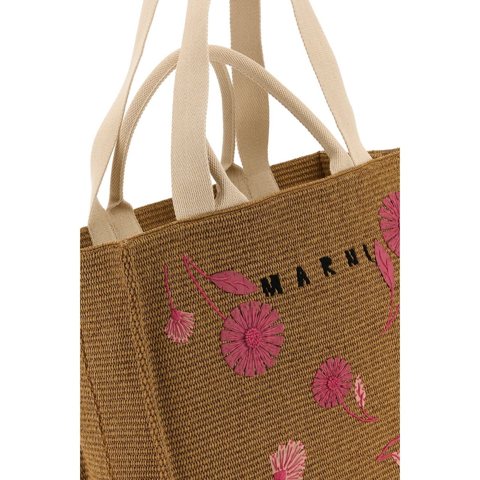 Marni MARNI Flower Brown Beige Raffia Shoulder Bag New & Authentic Size ONE SIZE - 4 Thumbnail