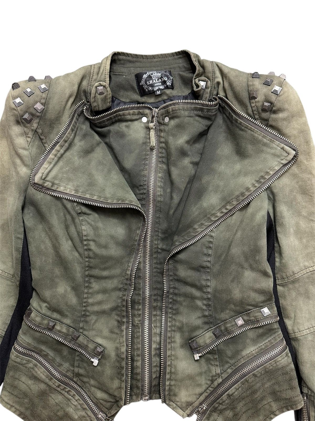 20471120 SICK FADED ARCHIVE Avant-Garde CROPPED STUDDED JACKET Size XS / US 0-2 / IT 36-38 - 3 Thumbnail