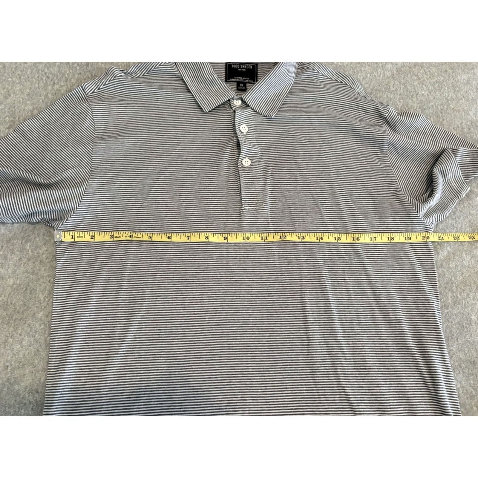 Todd Snyder Todd Snyder Gray Striped Polo Shirt XL Men Short Sleeve Slim Size Regular Colored Gray Polo Shirt Size US XL / EU 56 / 4 - 4 Thumbnail
