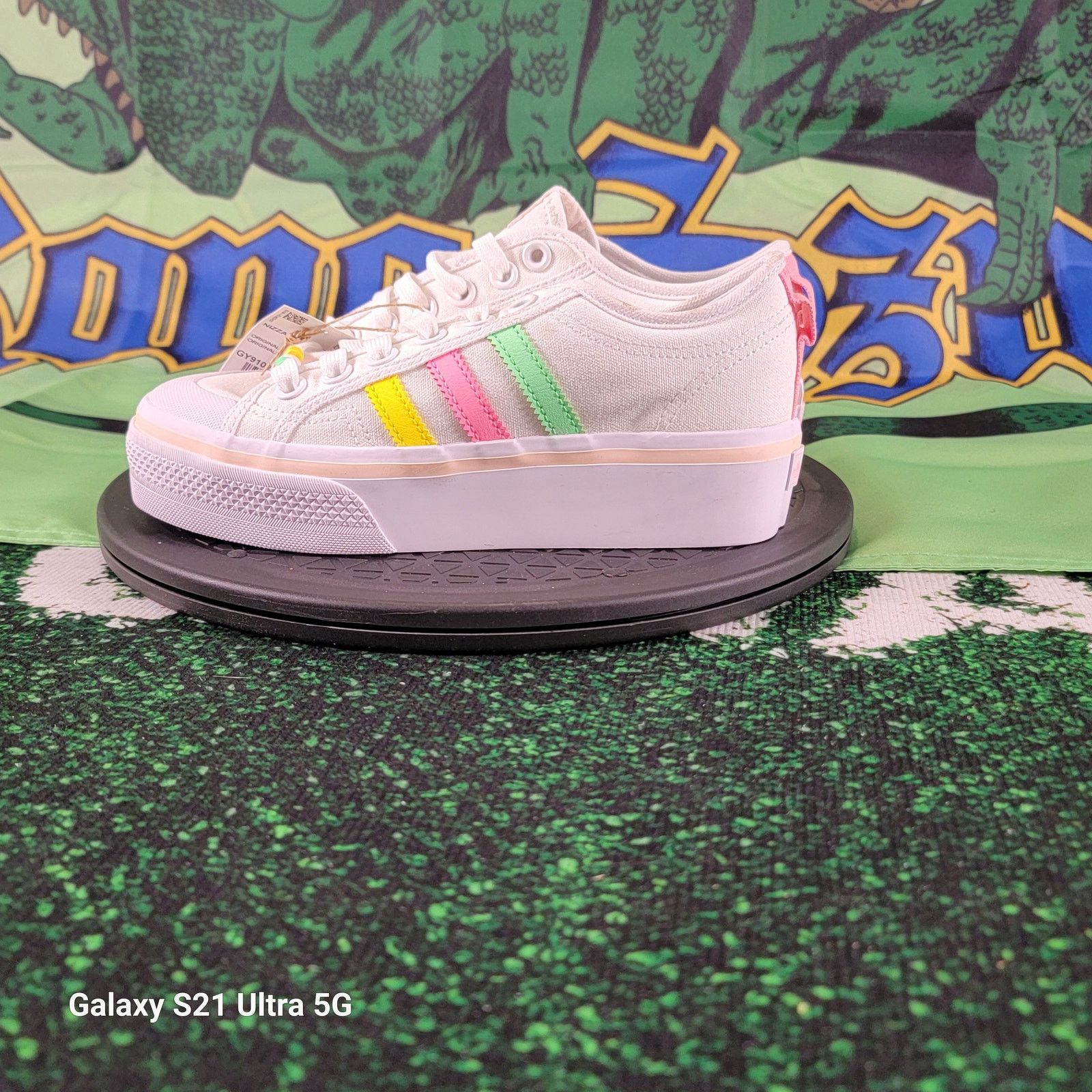 Adidas ADIDAS (GS) NIZZA PLATFORM J White/Pink/Multi Girls Size 4.5 Size US 4.5 / IT 34.5 - 2 Thumbnail