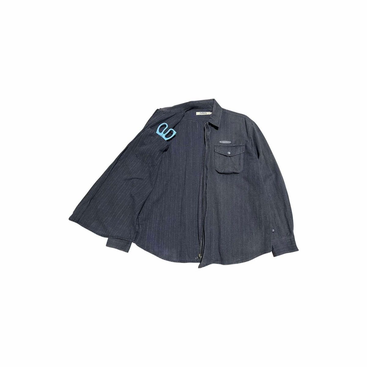 Japanese Brand 🔥Rare Design Vintage Kansai Jeans Striped Zip Shirt Jacket Size US L / EU 52-54 / 3 - 6 Thumbnail