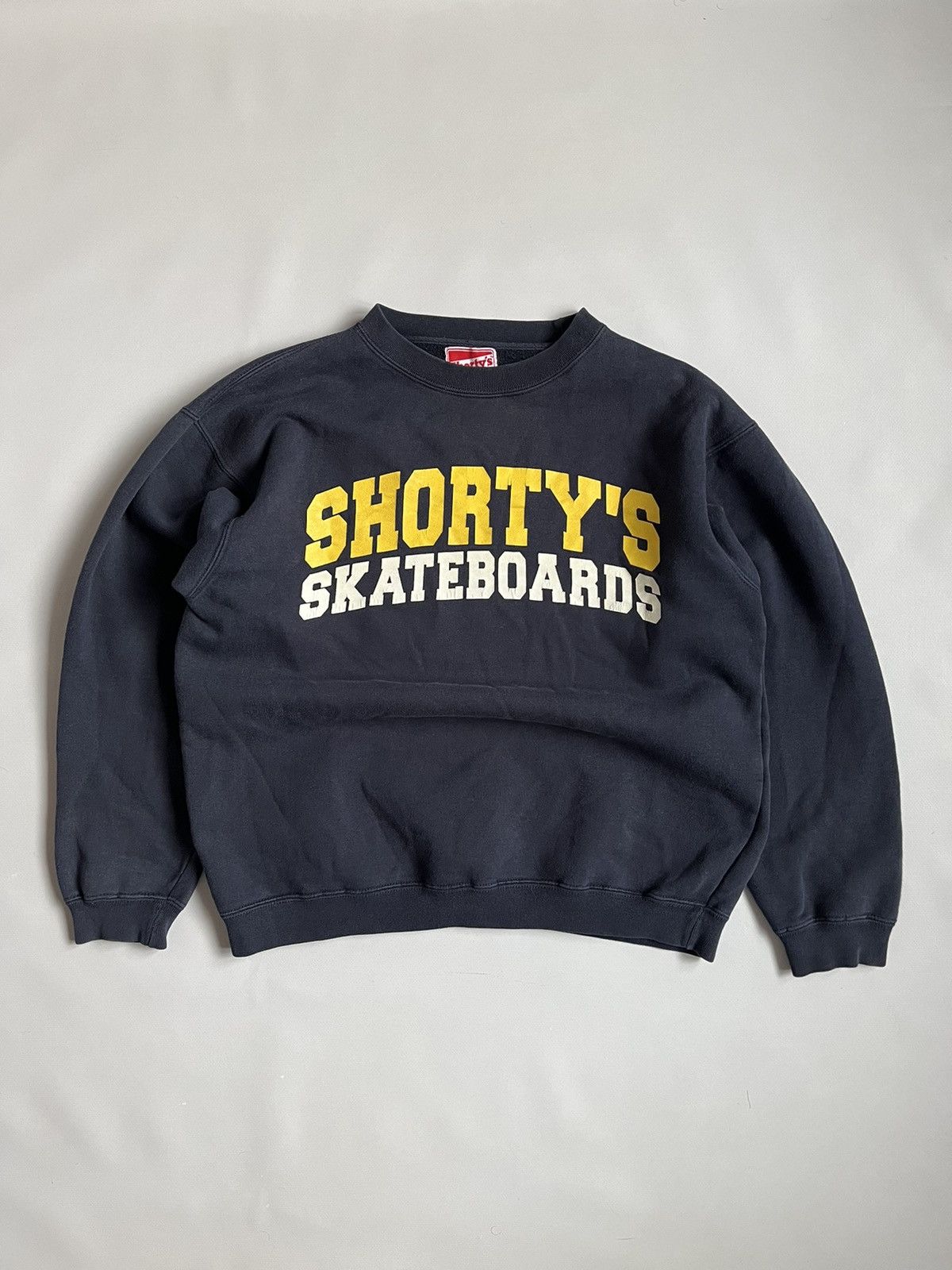 Shorty's Skateboards Vintage 90s Shorty`s Skateboards Sk8 Faded Navy Sweatshirt Size US S / EU 44-46 / 1 - 1 Thumbnail