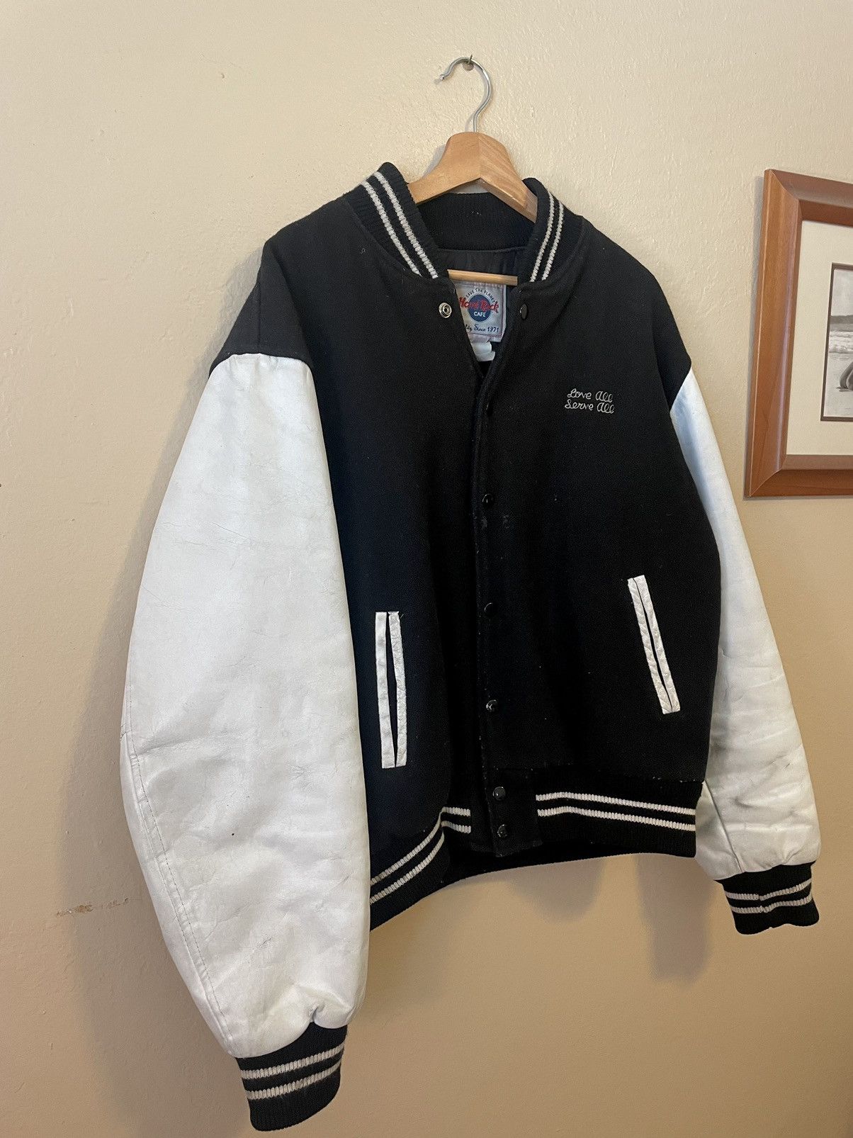 Hard Rock Cafe × Vintage Vintage 90s Hard Rock Cafe San Francisco Leather Letterman Size US L / EU 52-54 / 3 - 6 Thumbnail