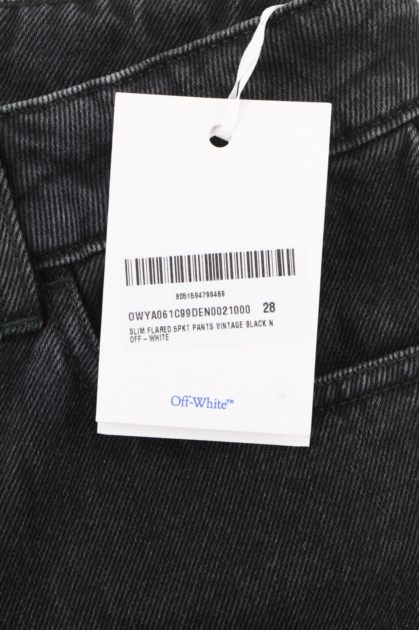 Off-White W28 Slim Flared Cotton Vintage Black 80244 Size 28" / US 6 / IT 42 - 6 Thumbnail