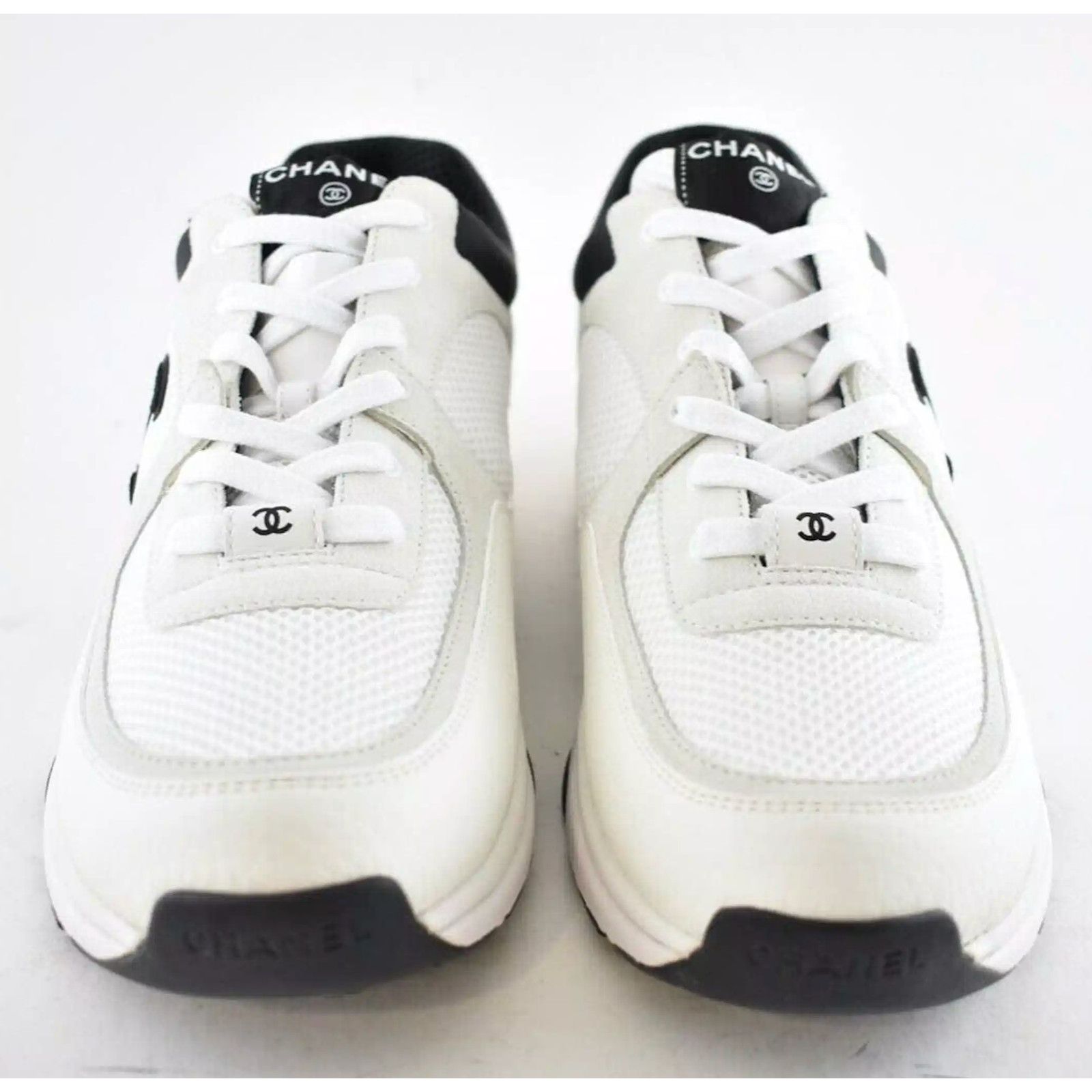 Chanel Chanel Leather CC Logo Low Top Lace Up Trainer Sneaker 44 11 Size US 11 / EU 44 - 6 Thumbnail