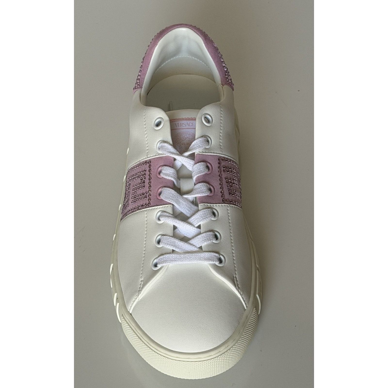 Versace Versace Crystal Greek Leather Sneakers 10 US (40) 1013568 Size US 10 / IT 40 - 10 Thumbnail