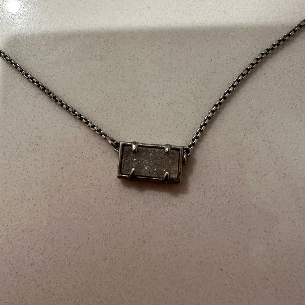 Kendra Scott Kendra Scott Pattie Iridescent White Drusy Silver Necklace Size ONE SIZE - 4 Thumbnail