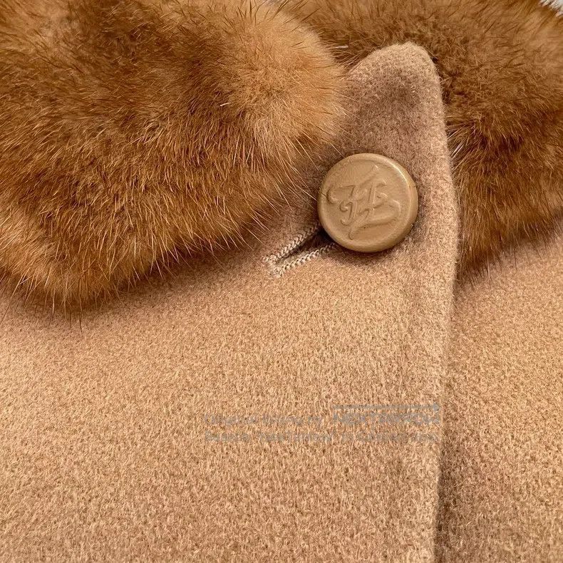 Fendi Fendi Beige Water Mink Goat Cashmere Women's Elegant Coat Size 4XL / US 24-26 - 5 Thumbnail