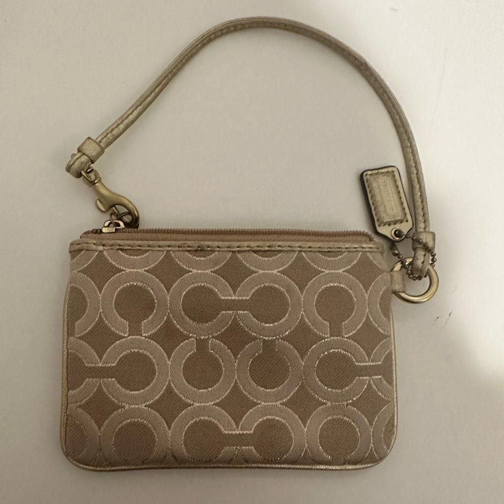 Coach Coach Julia Op Art Signature Gold Light Khaki Wristlet Size ONE SIZE - 6 Thumbnail
