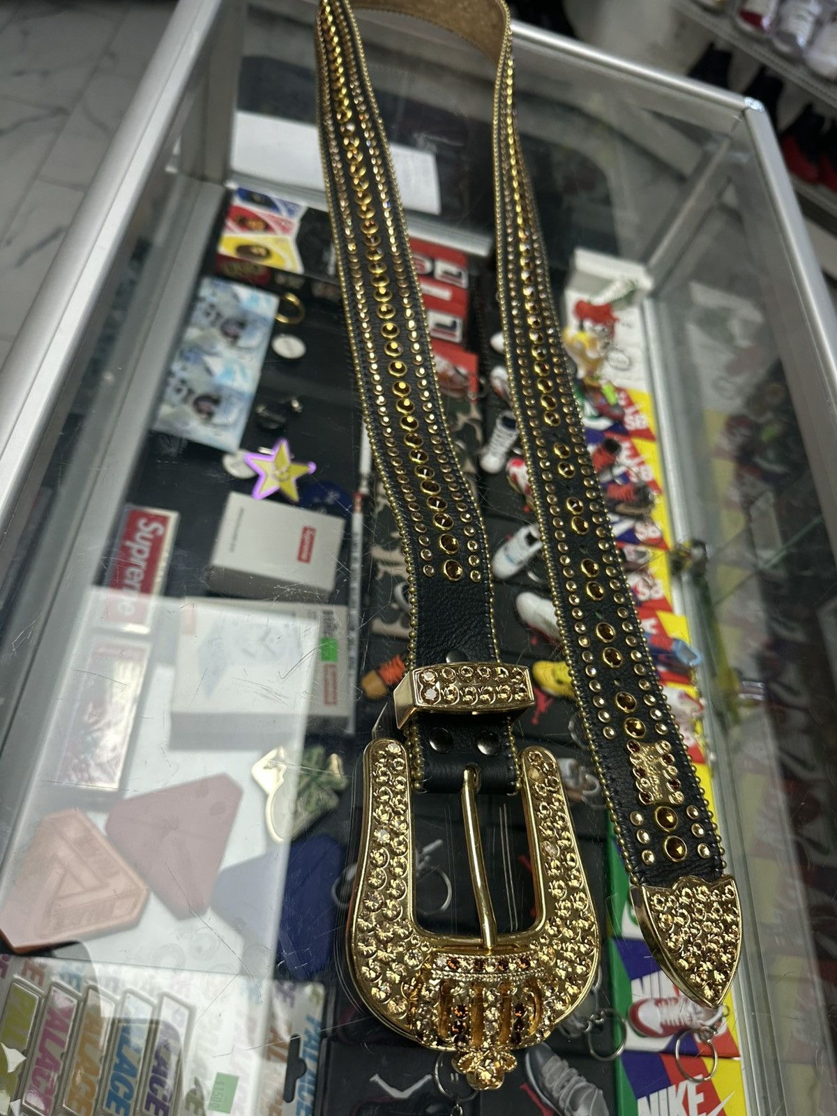 B.B. Simon B.B Simon Full Iced Crown Belt Size 38 - 3 Thumbnail