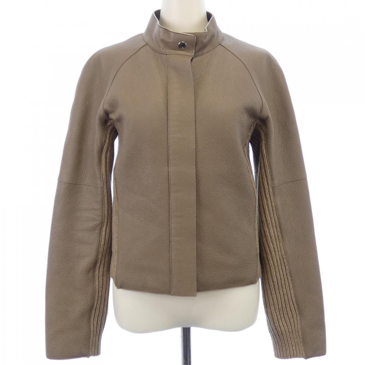 Hermes Hermes Hermès 3H1215D2 Deer Skin Cashmere Polyester Leather Jacket38 Leather Outerwear DUTY FREE for USA Size ONE SIZE - 1 Thumbnail