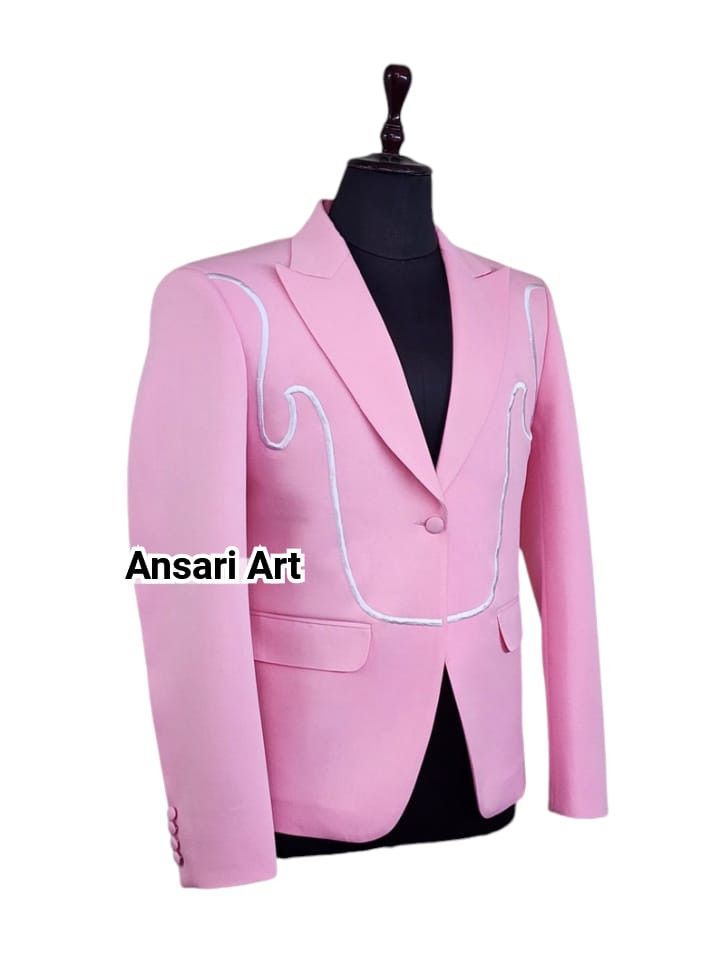 Other Men 2PC Customized Piping Embroidery cocktail prom outfit Size 44R - 4 Thumbnail