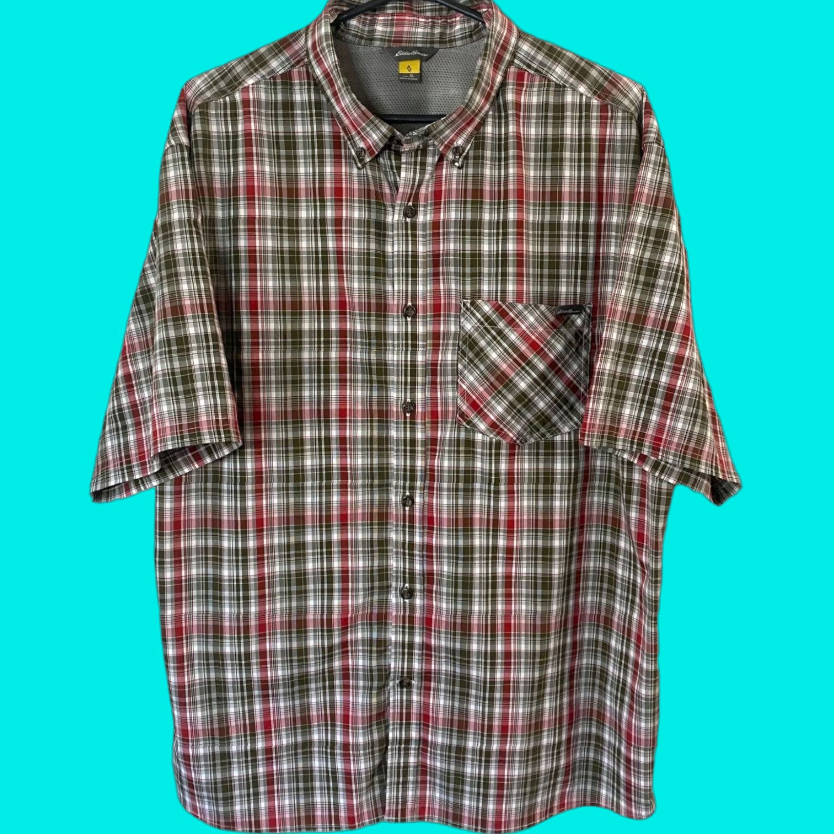 Eddie Bauer VINTAGE Eddie Bauer Travex Button Up Shirt Mens XL Red Plaid Short Sleeve Stretch Size US XL / EU 56 / 4 - 1 Thumbnail