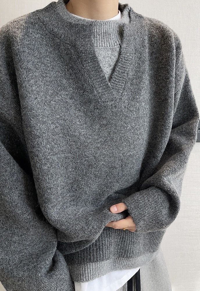 Japanese Brand × Vintage Cleanfit retro punk double layer effect sweater knitwear Size US M / EU 48-50 / 2 - 1 Thumbnail