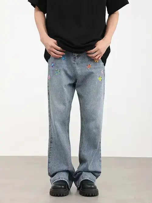 Designer × Japanese Brand × Jean flared y2k graphic pattern jeans Size US 32 / EU 48 - 3 Thumbnail