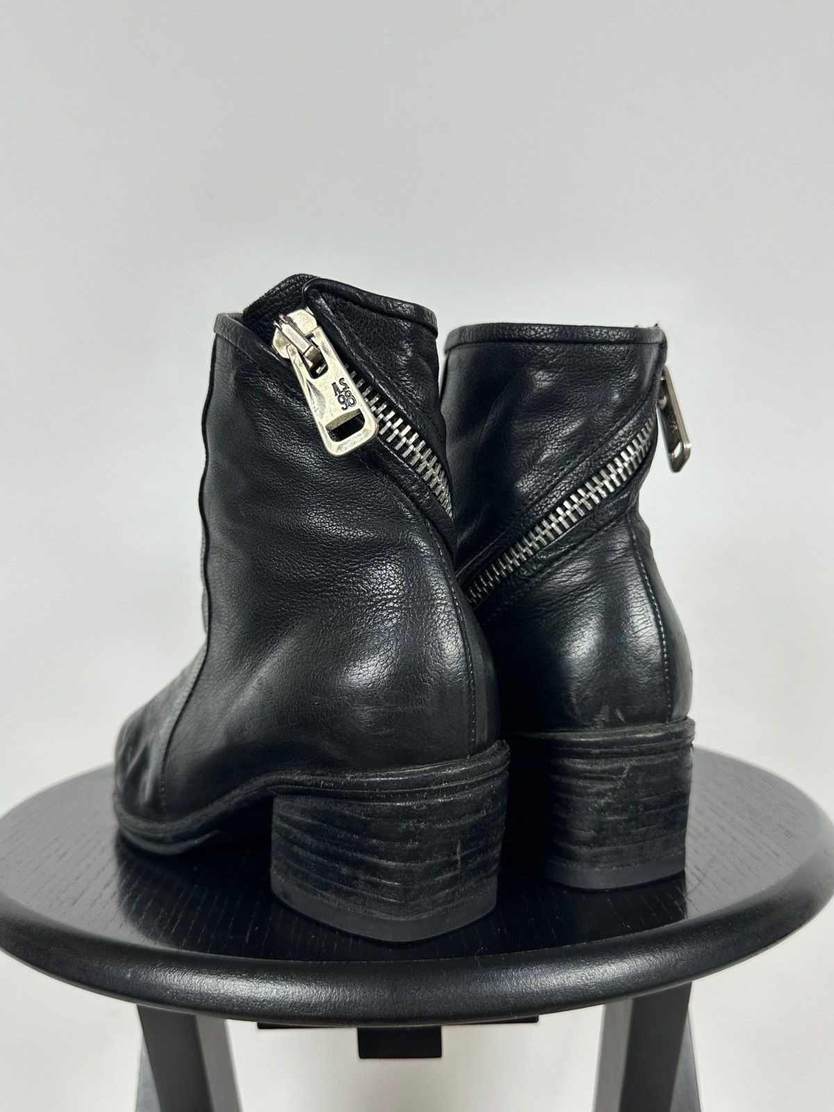 A.S.98 A.S.98 Black Leather Zipper Ankle Boots Size US 7 / IT 37 - 2 Thumbnail